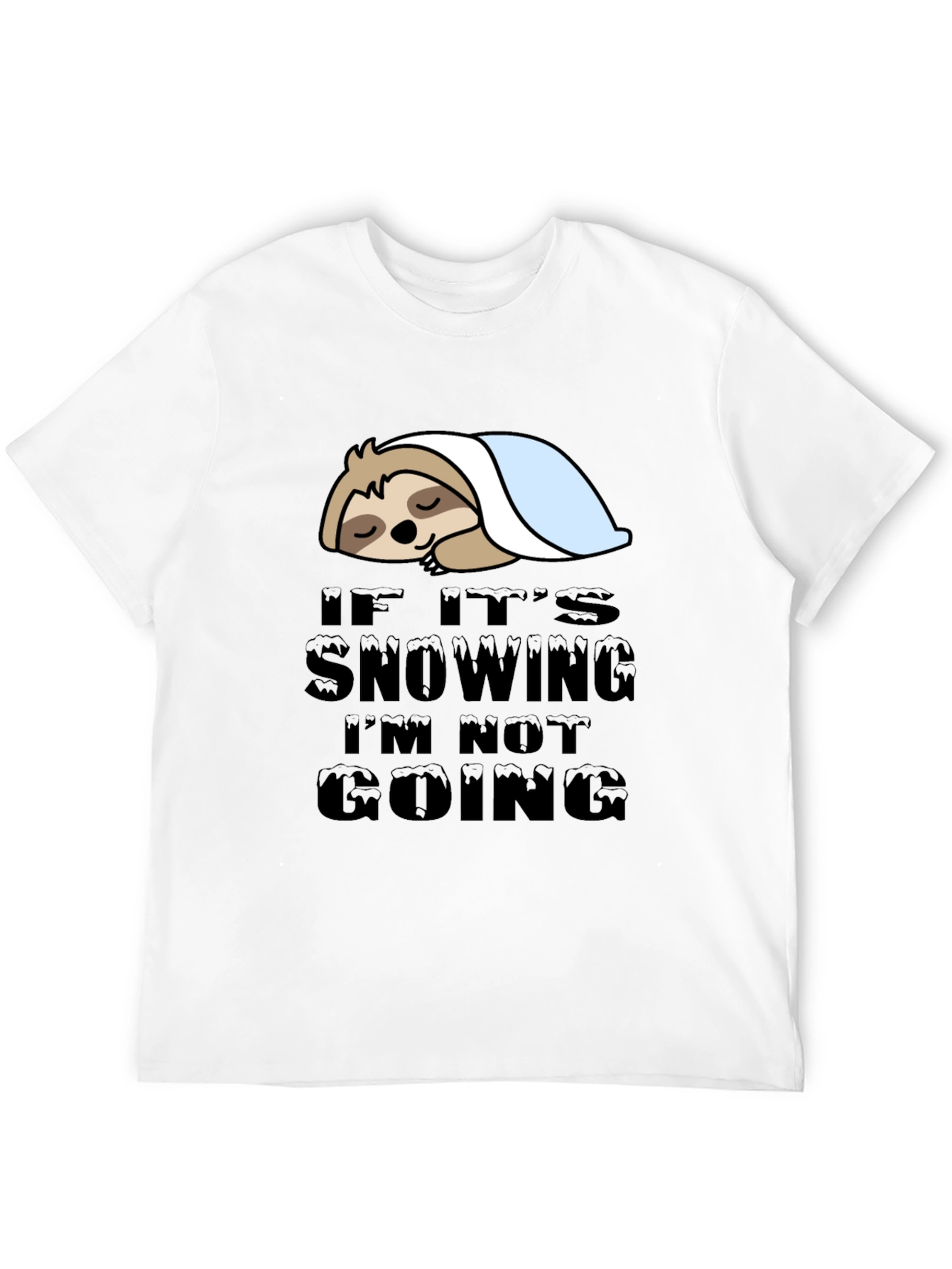 Black Lazy Sloth 'If It's Snowing' Graphic T-Shirt view 12