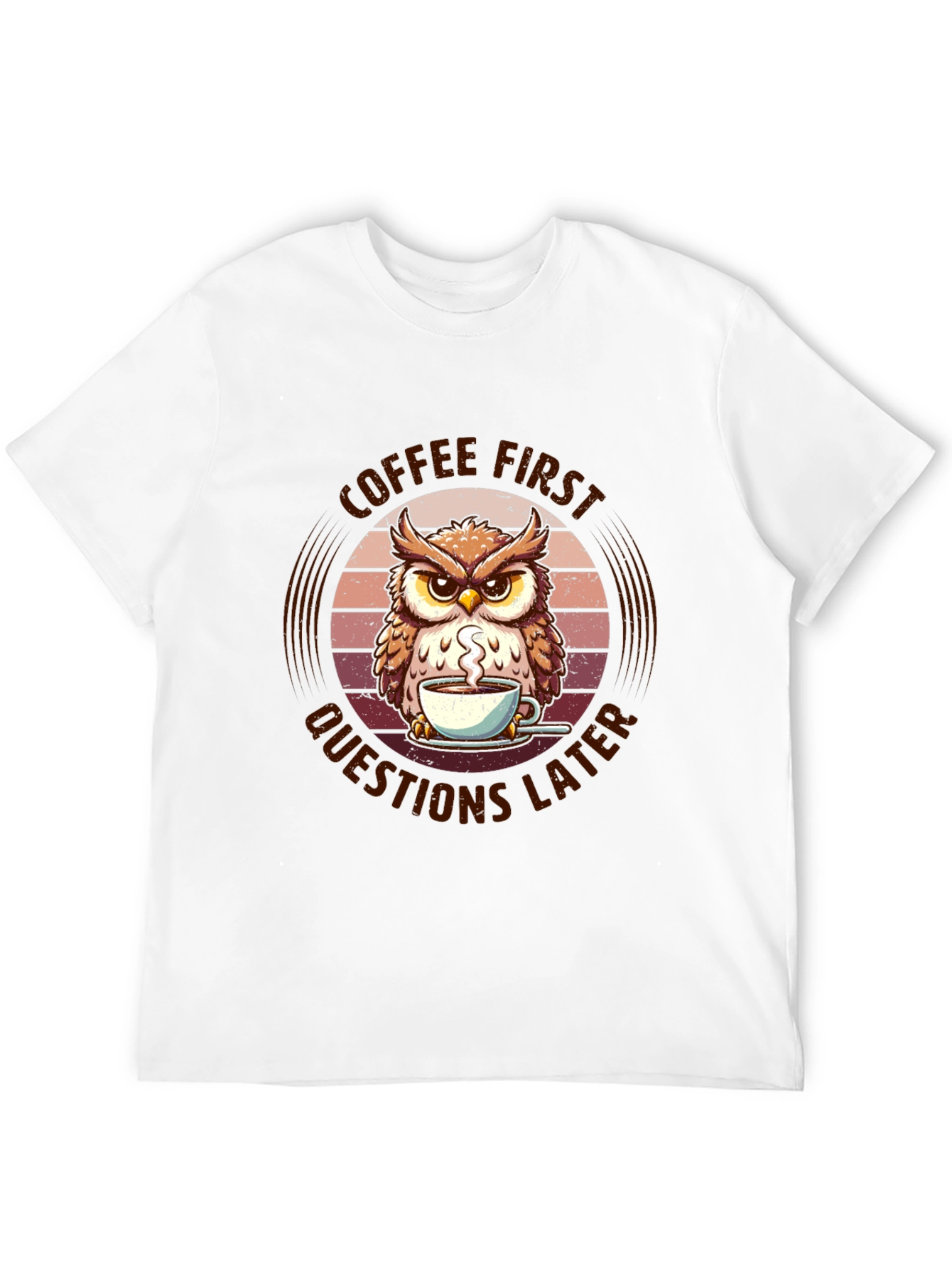 Black Coffee First Owl T-Shirt - Unisex Graphic Tee view 12