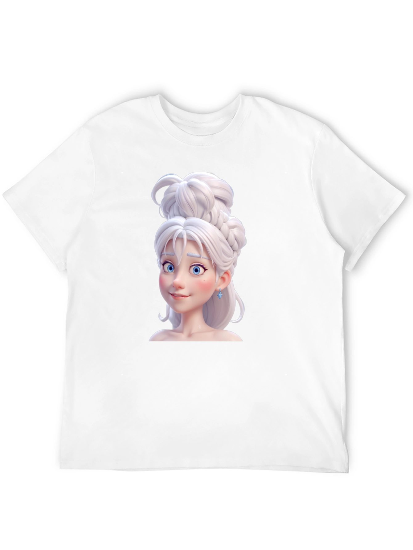 Black Cartoon Princess Graphic Tee - Black Cotton T-Shirt view 12