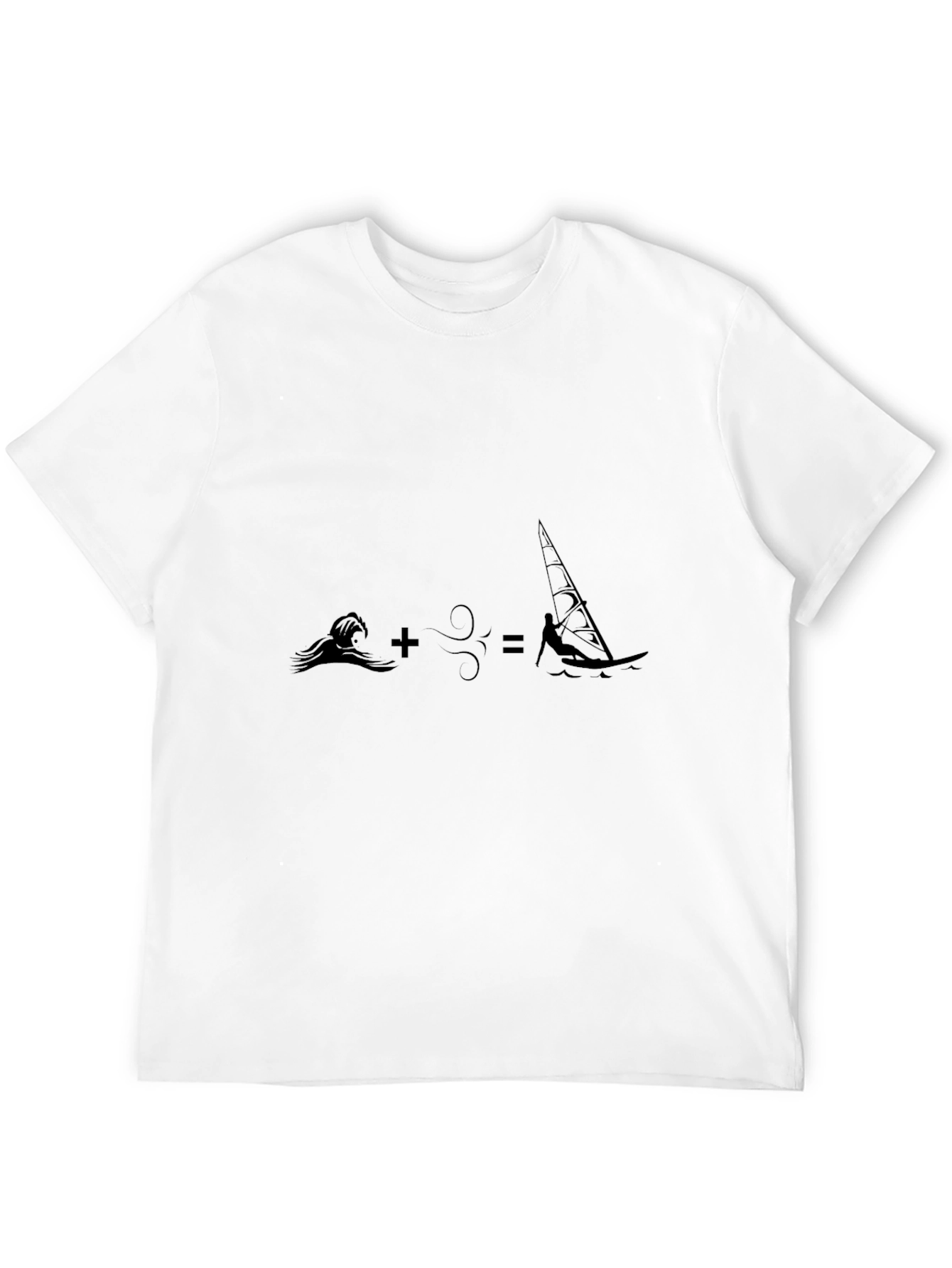 Black Wave + Wind = Windsurf T-Shirt view 12