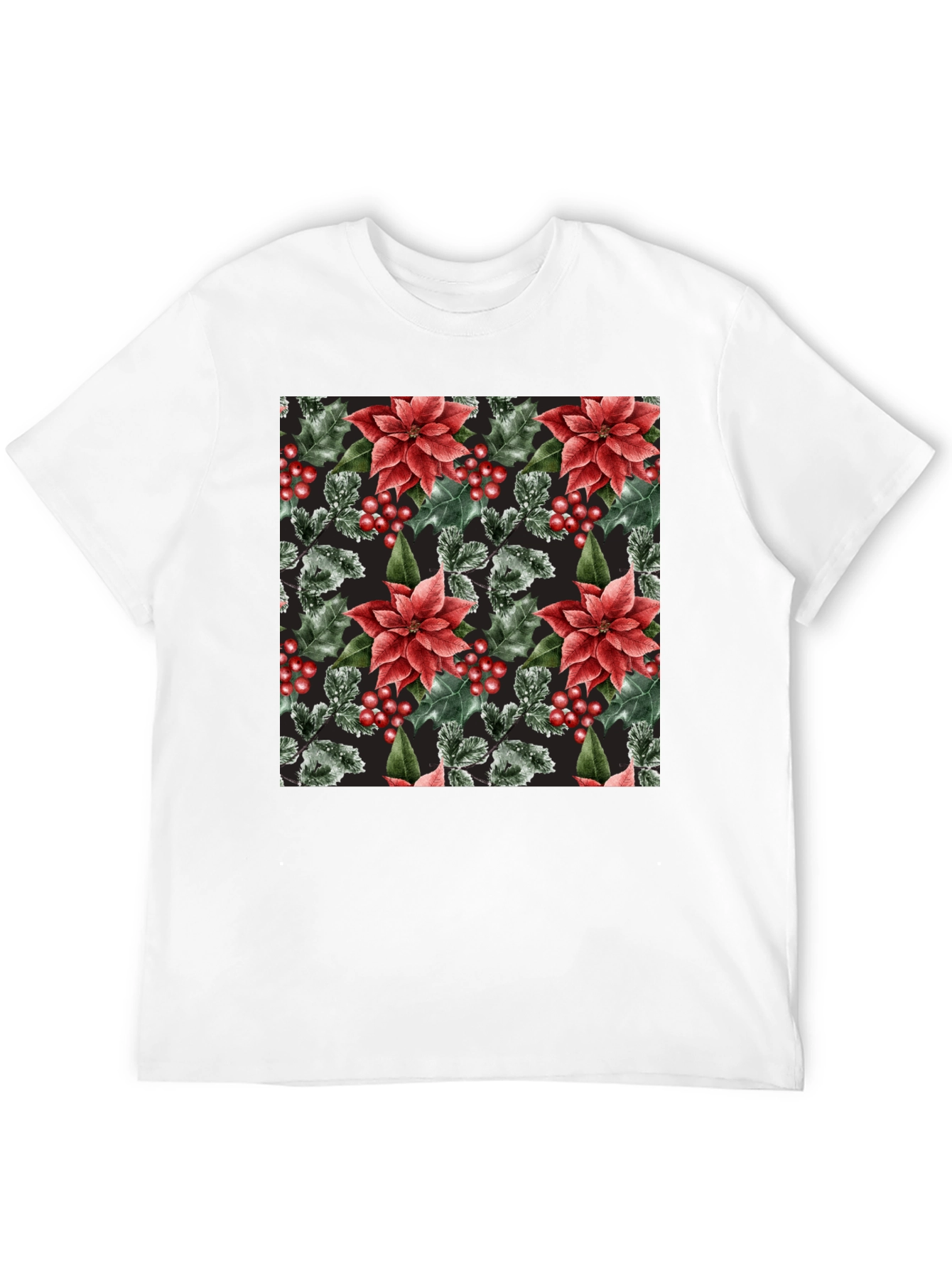 Black Festive Floral Holiday T-Shirt view 12