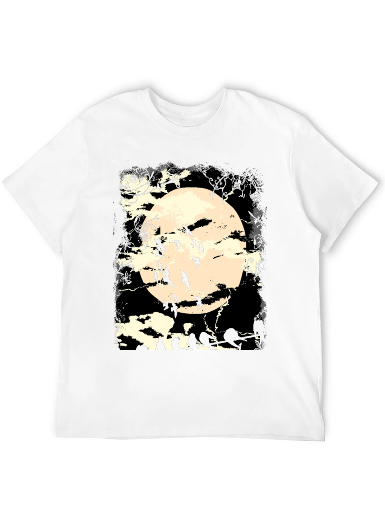 Black Spooky Moon Bats Graphic T-Shirt view 12