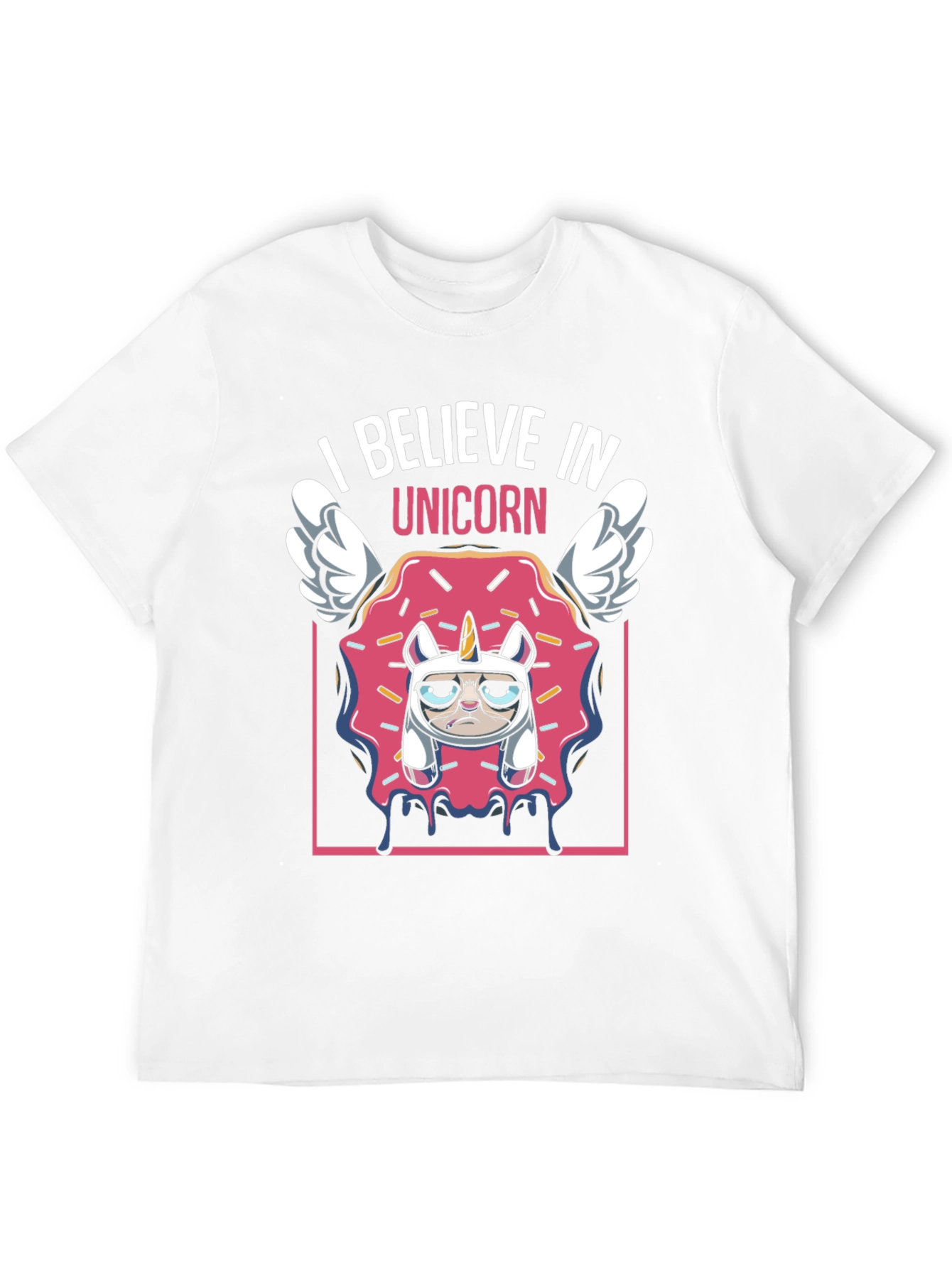 Black I Believe In Unicorn Funny Graphic T-Shirt view 12