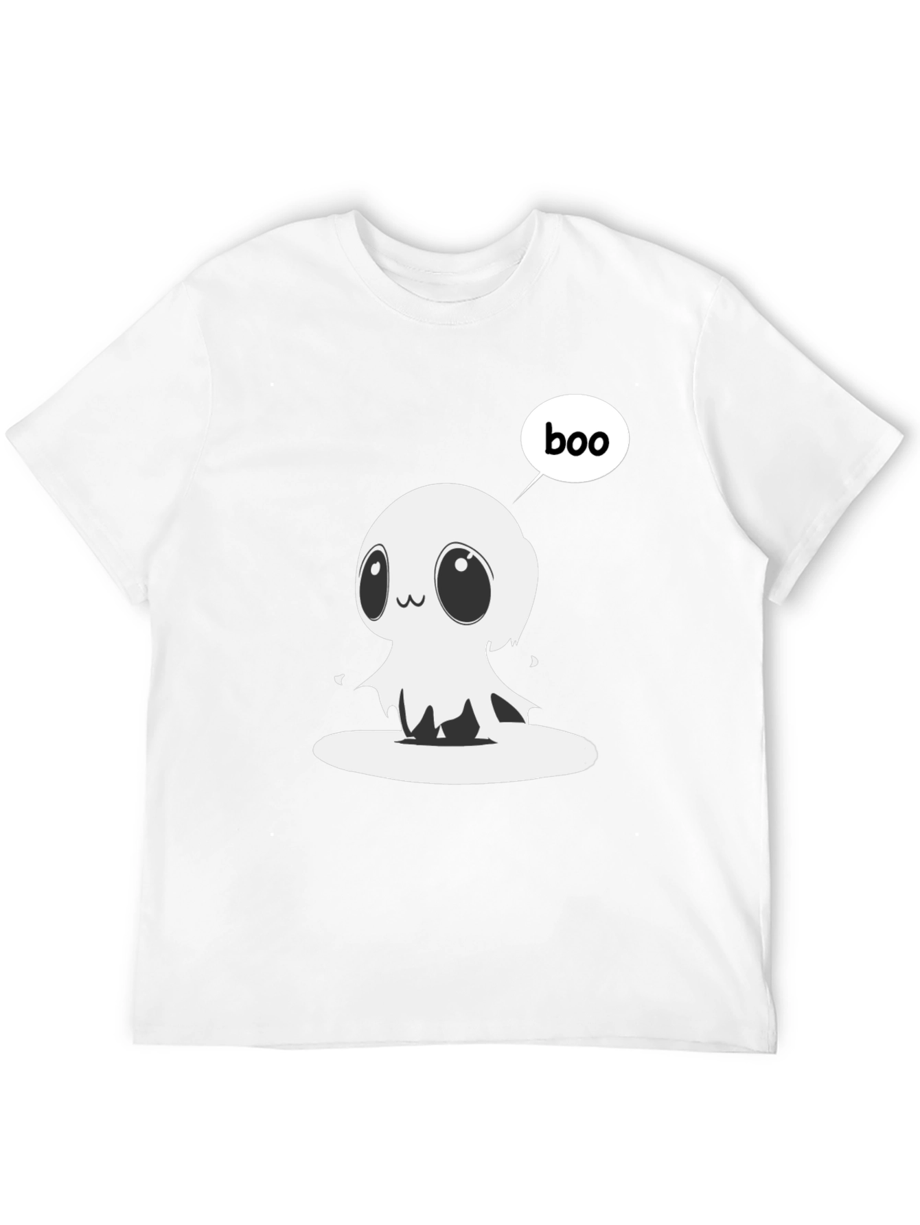 Black Cute Ghost Boo T-Shirt - Halloween Graphic Tee view 12