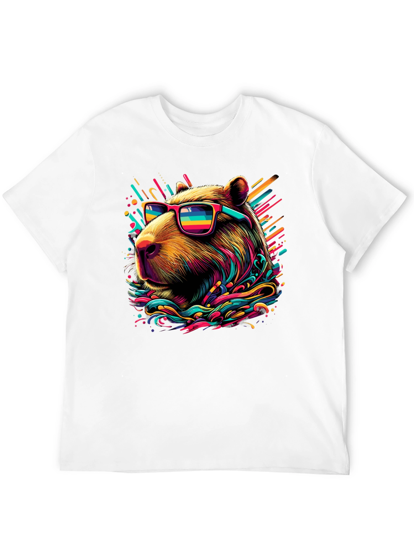 Black Cool Capybara Graphic Tee - Funky Animal Shirt view 12