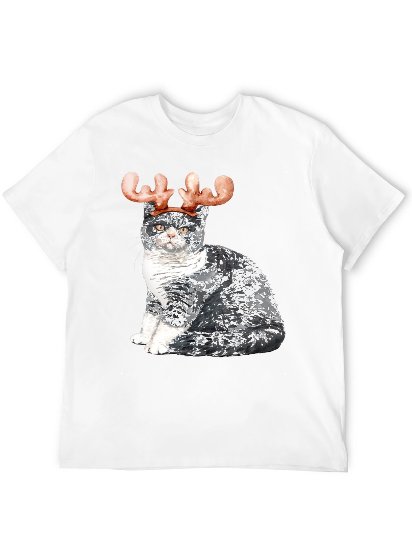 Black Cat with Reindeer Antlers T-Shirt view 12