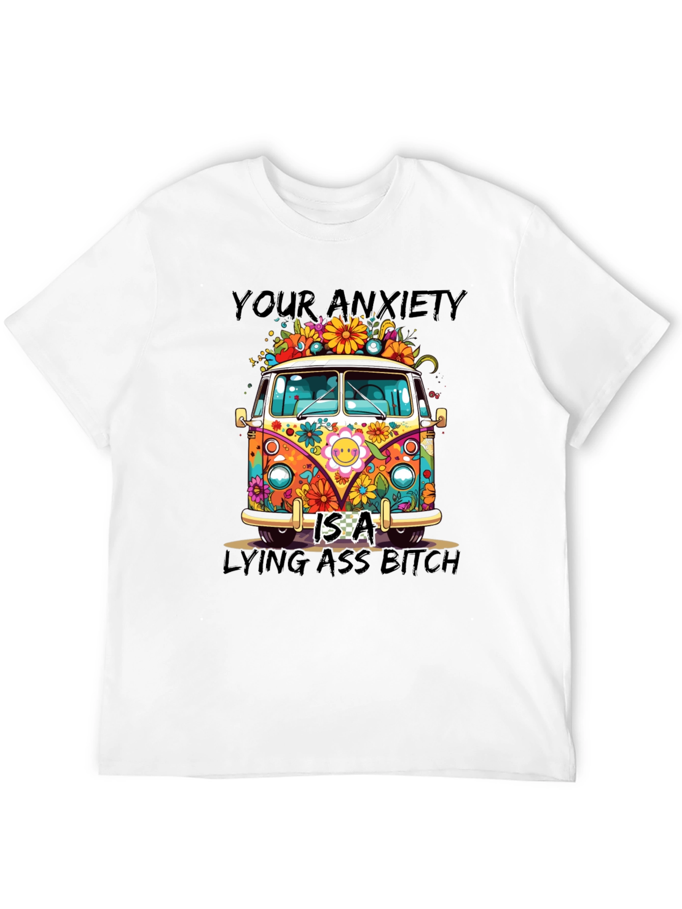 Black Anxiety Lying Ass Bitch Graphic Tee view 12