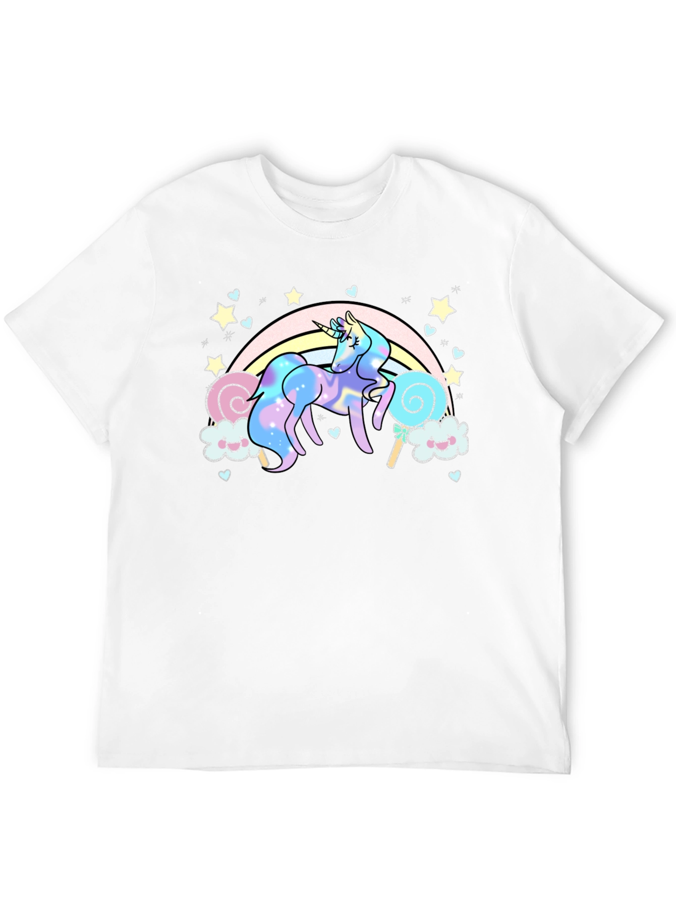 Black Unicorn Rainbow T-Shirt, Black Cotton Tee view 12