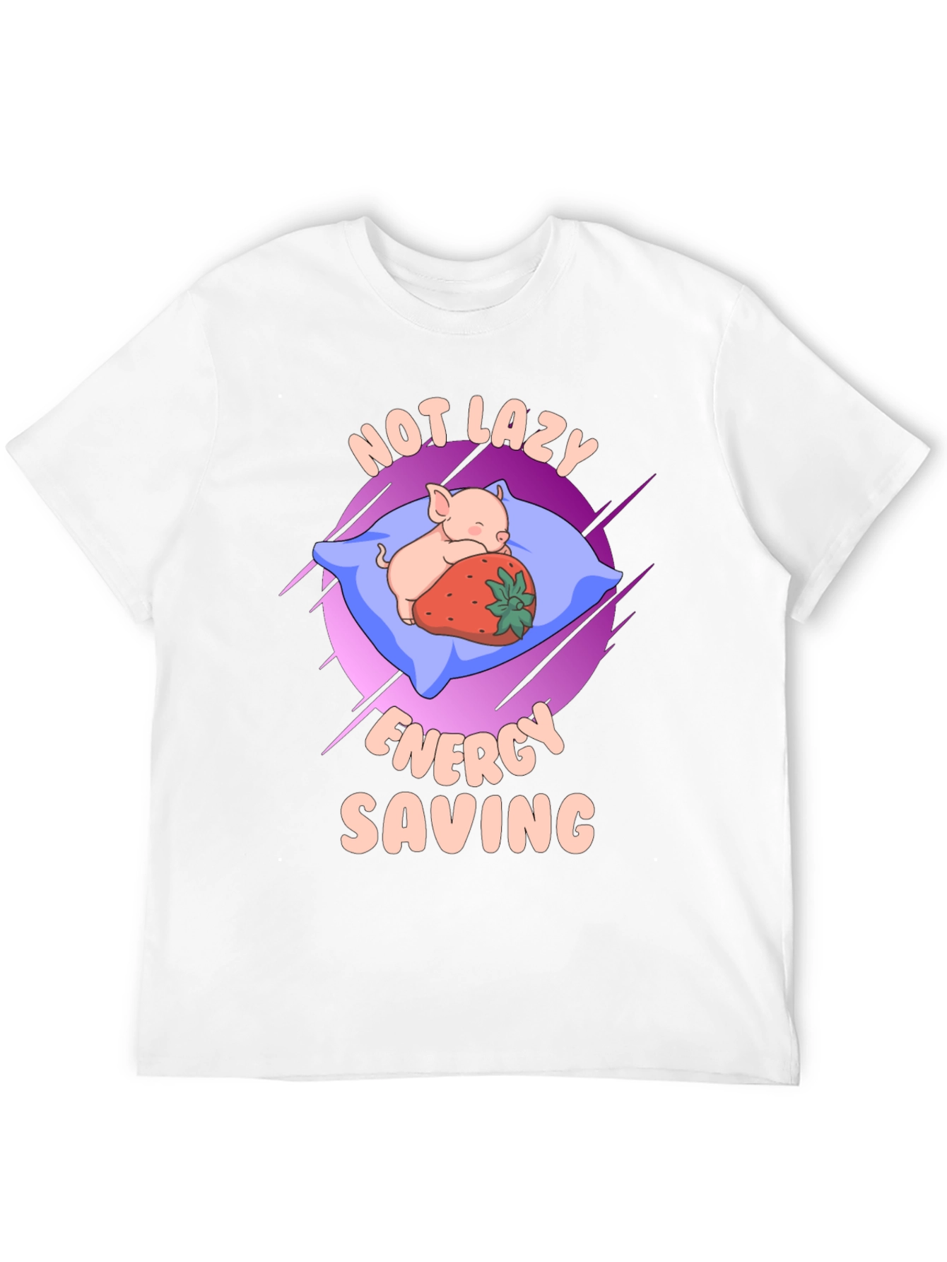 Black Cute Pig Sleeping T-Shirt - Not Lazy, Energy Saving view 12