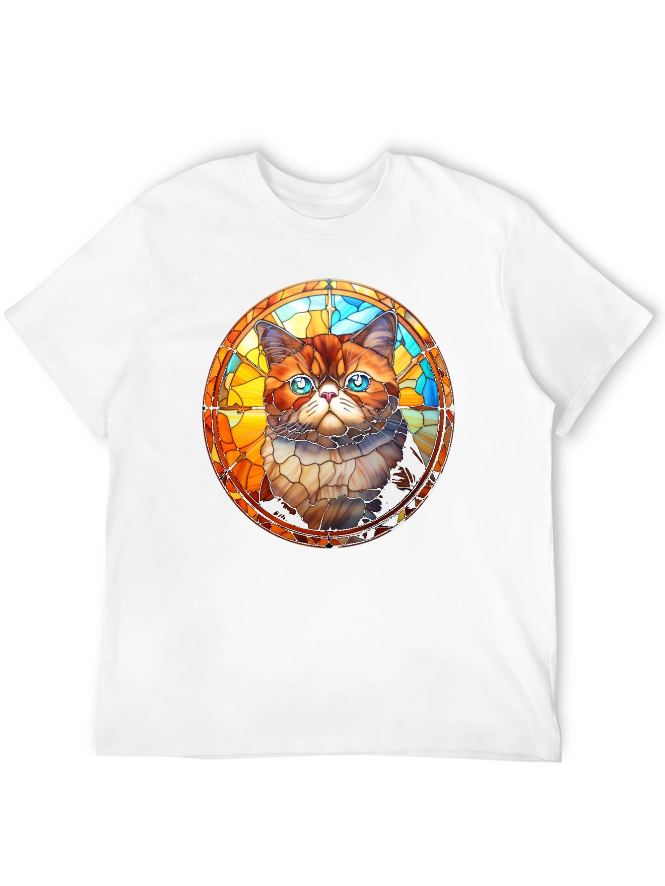 Black Stained Glass Cat Graphic Black T-Shirt view 12