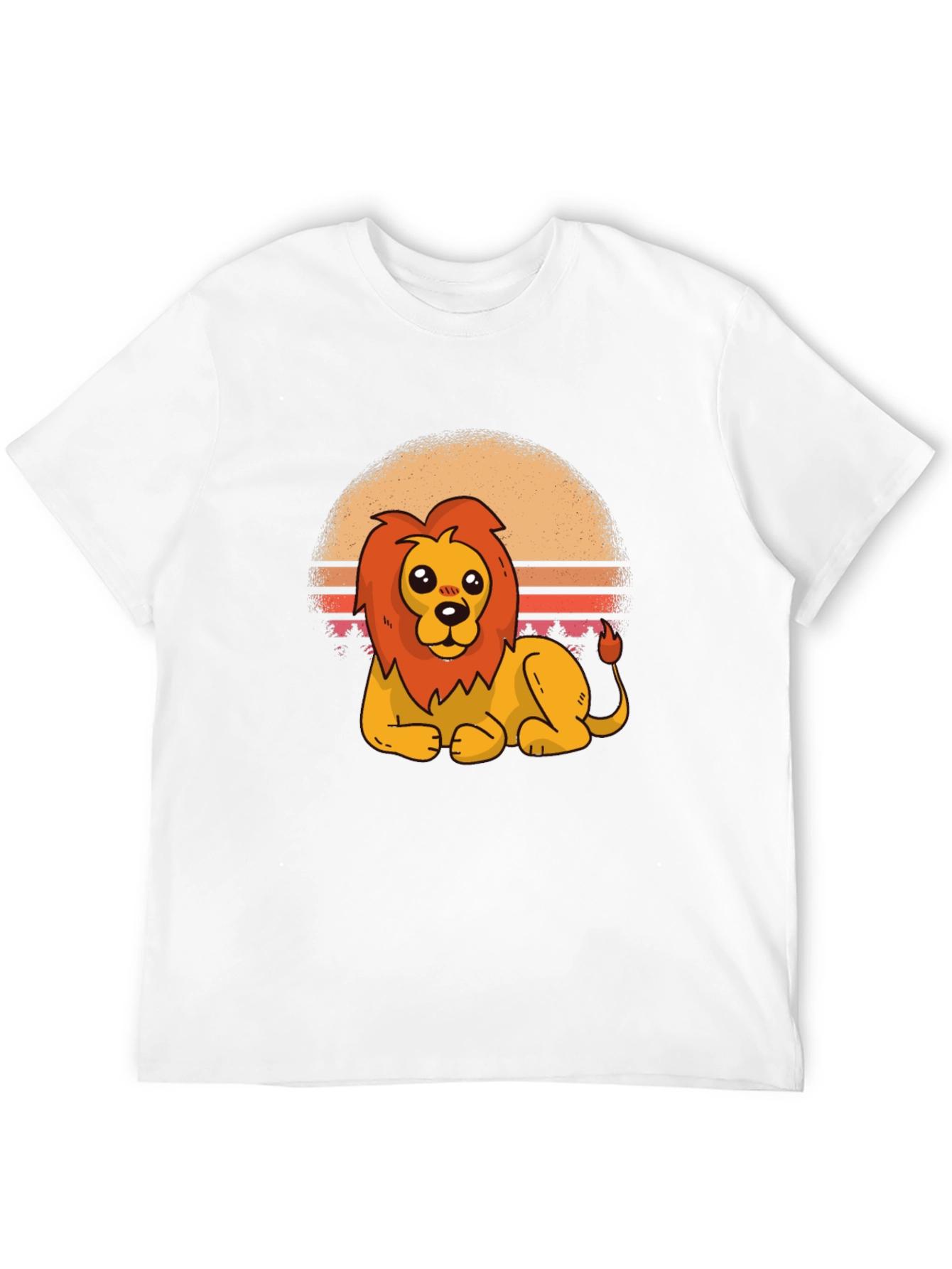 Black Cartoon Lion Graphic Tee - Black Cotton T-Shirt view 12