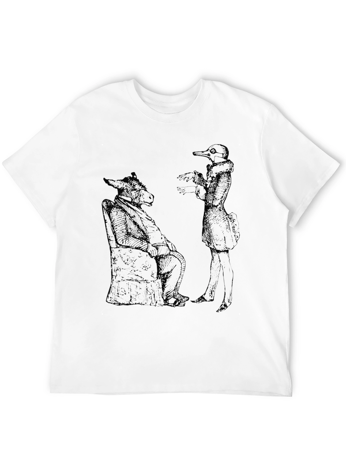 Black Surreal Animal Character Black T-Shirt view 12