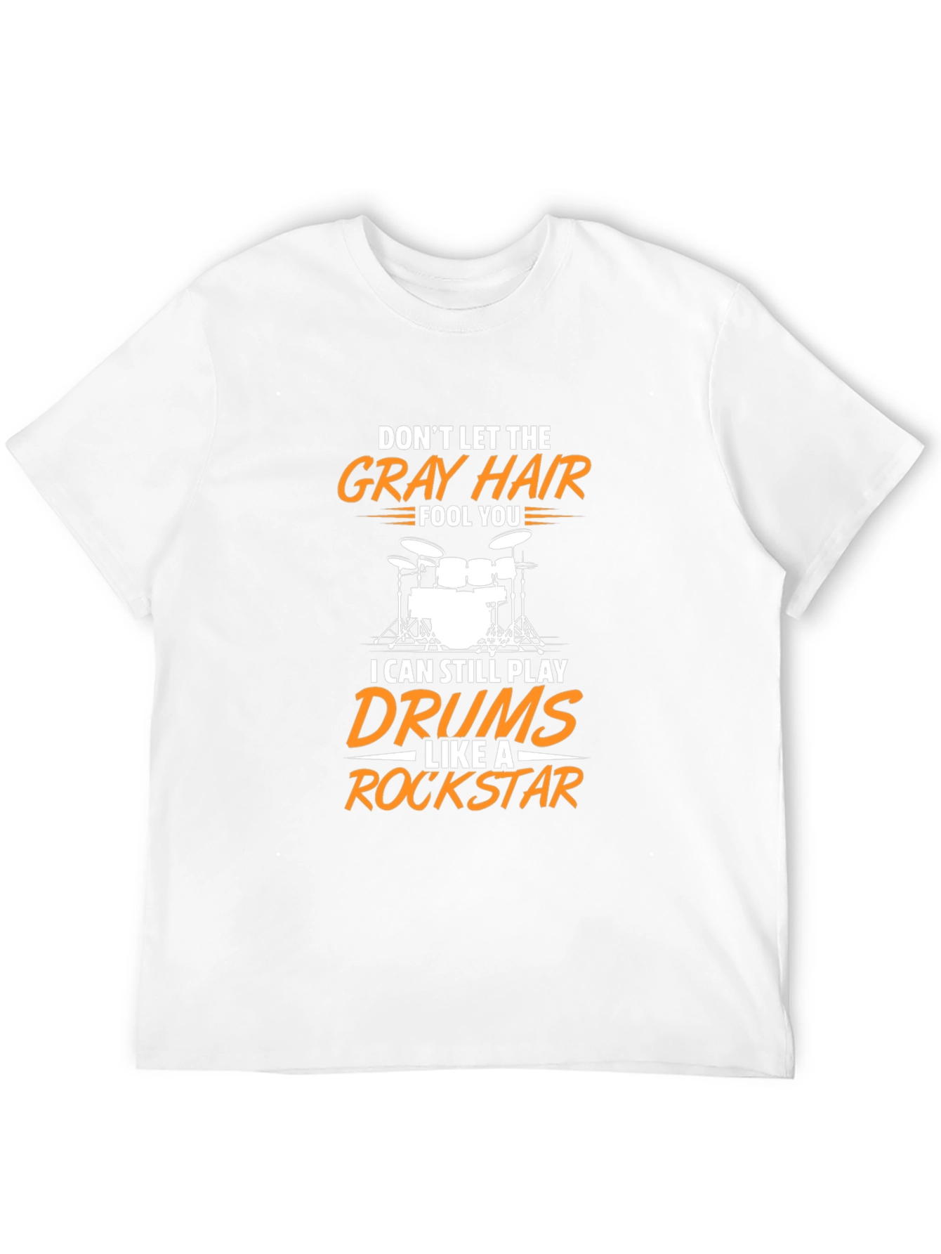 Black Gray Hair Drummer T-Shirt - Rock Star Style view 12