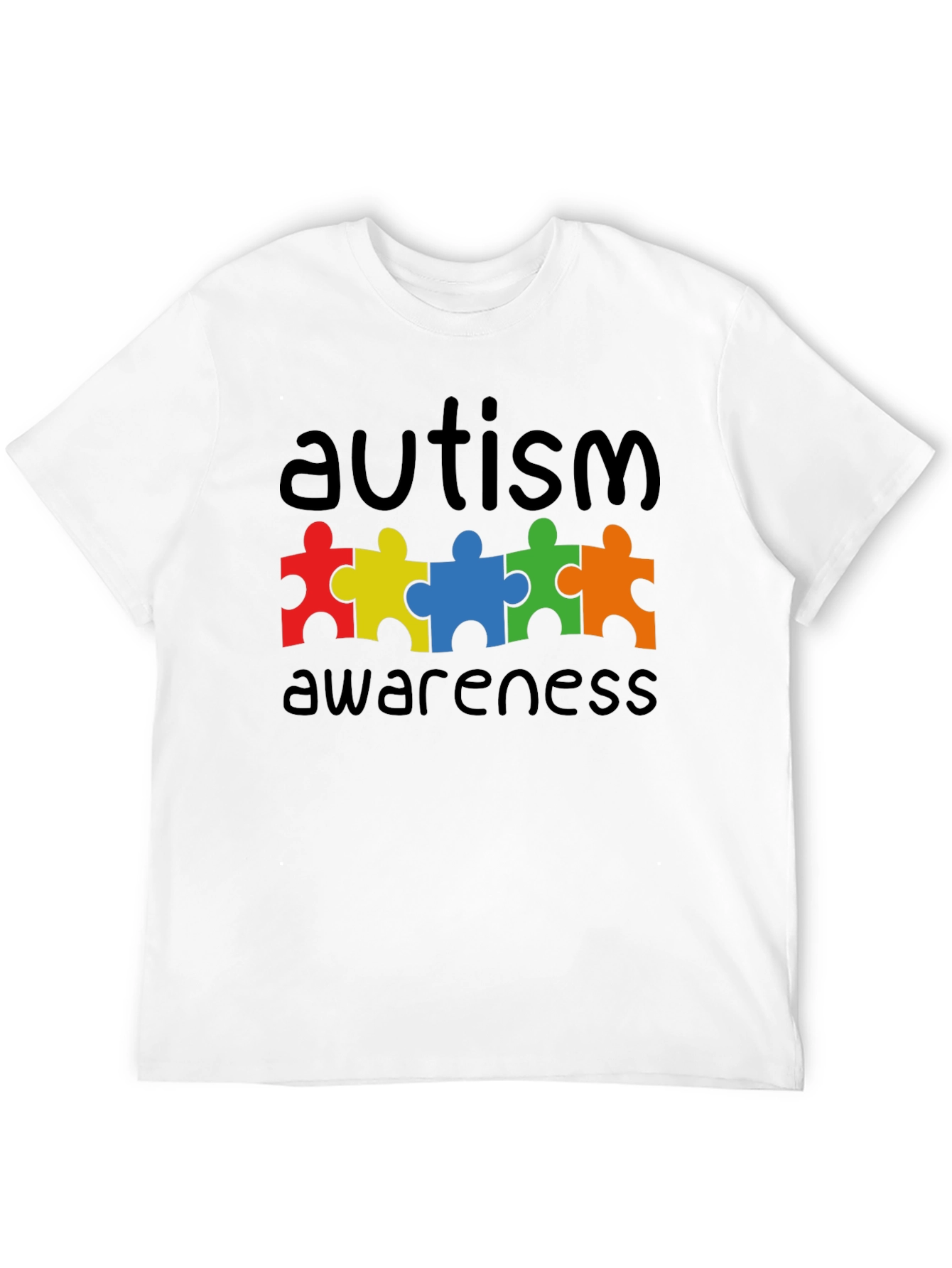 Black Autism Awareness Puzzle Piece Graphic T-Shirt view 12