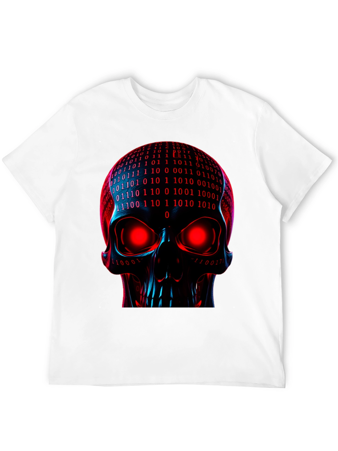 Black Cyber Skull Graphic Tee - Binary Code Skull view 12