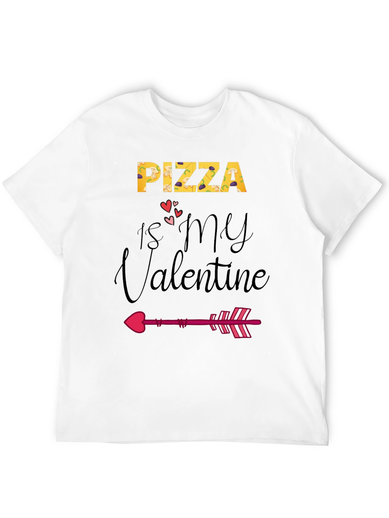 Black Pizza is My Valentine Graphic T-Shirt view 12