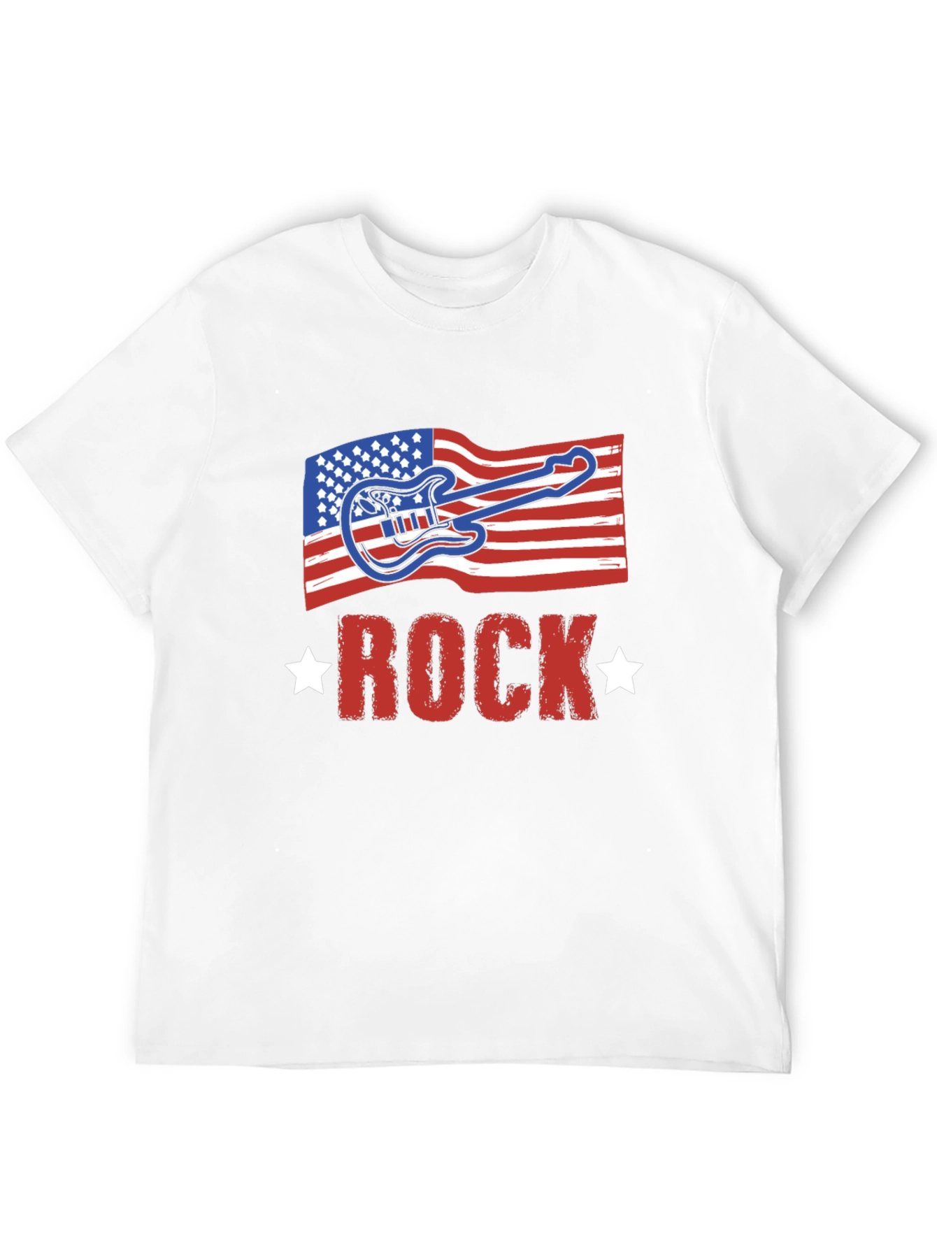 Black American Flag Rock Guitar Black T-Shirt view 12