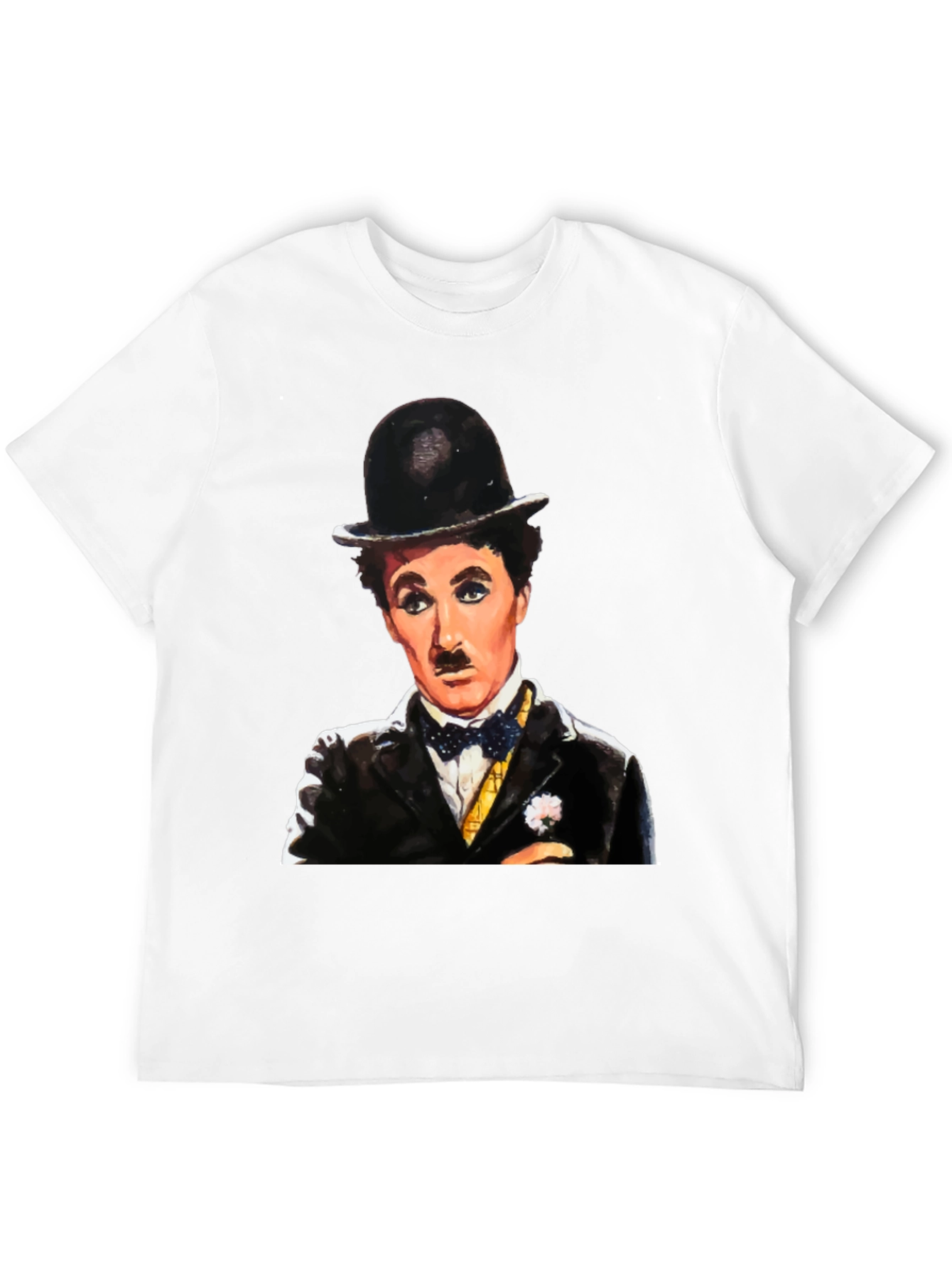 Black Charlie Chaplin Graphic Tee - Classic Film Icon T-Shirt view 12