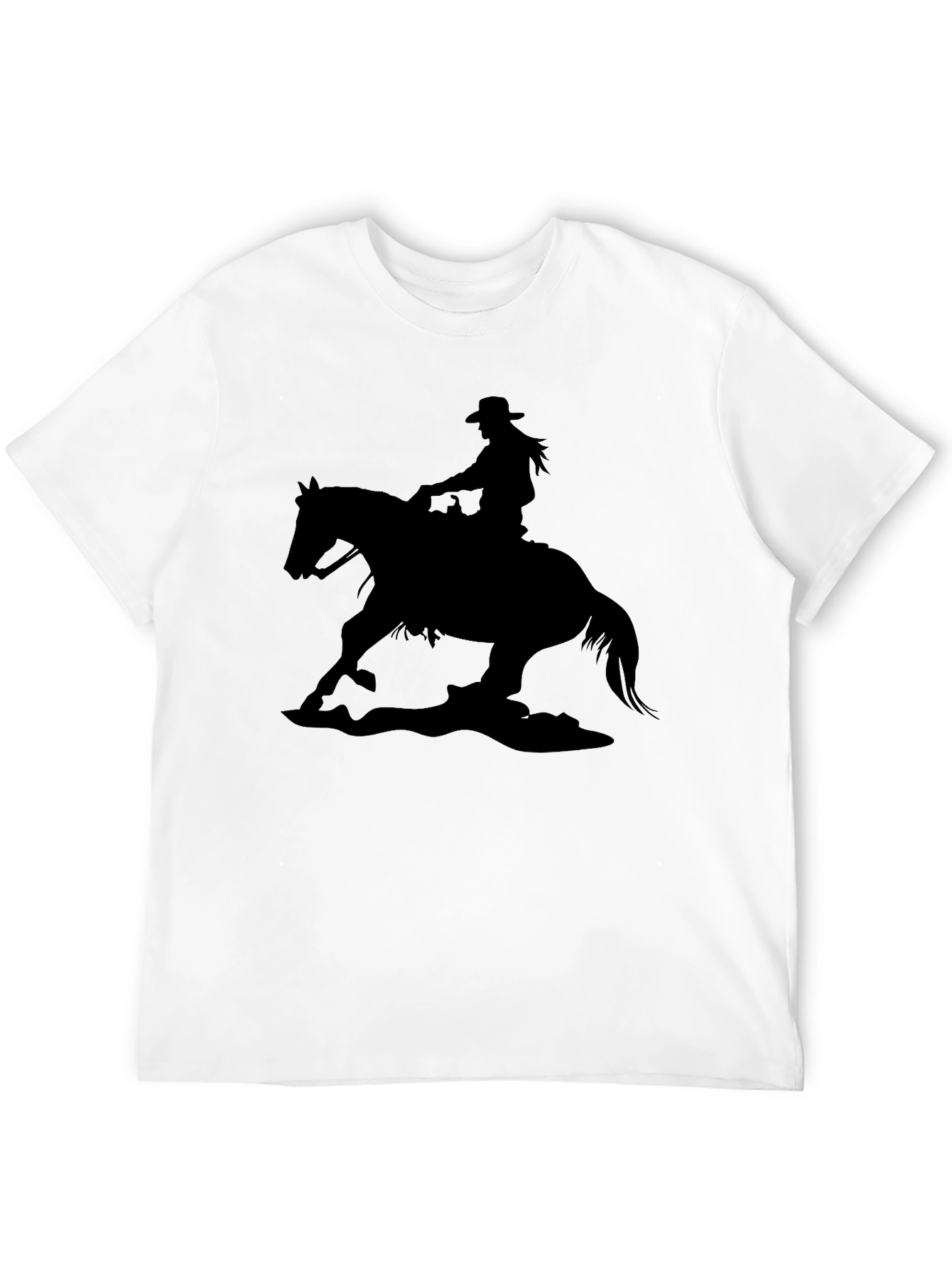 Black Cowgirl Horse Silhouette Black T-Shirt view 12