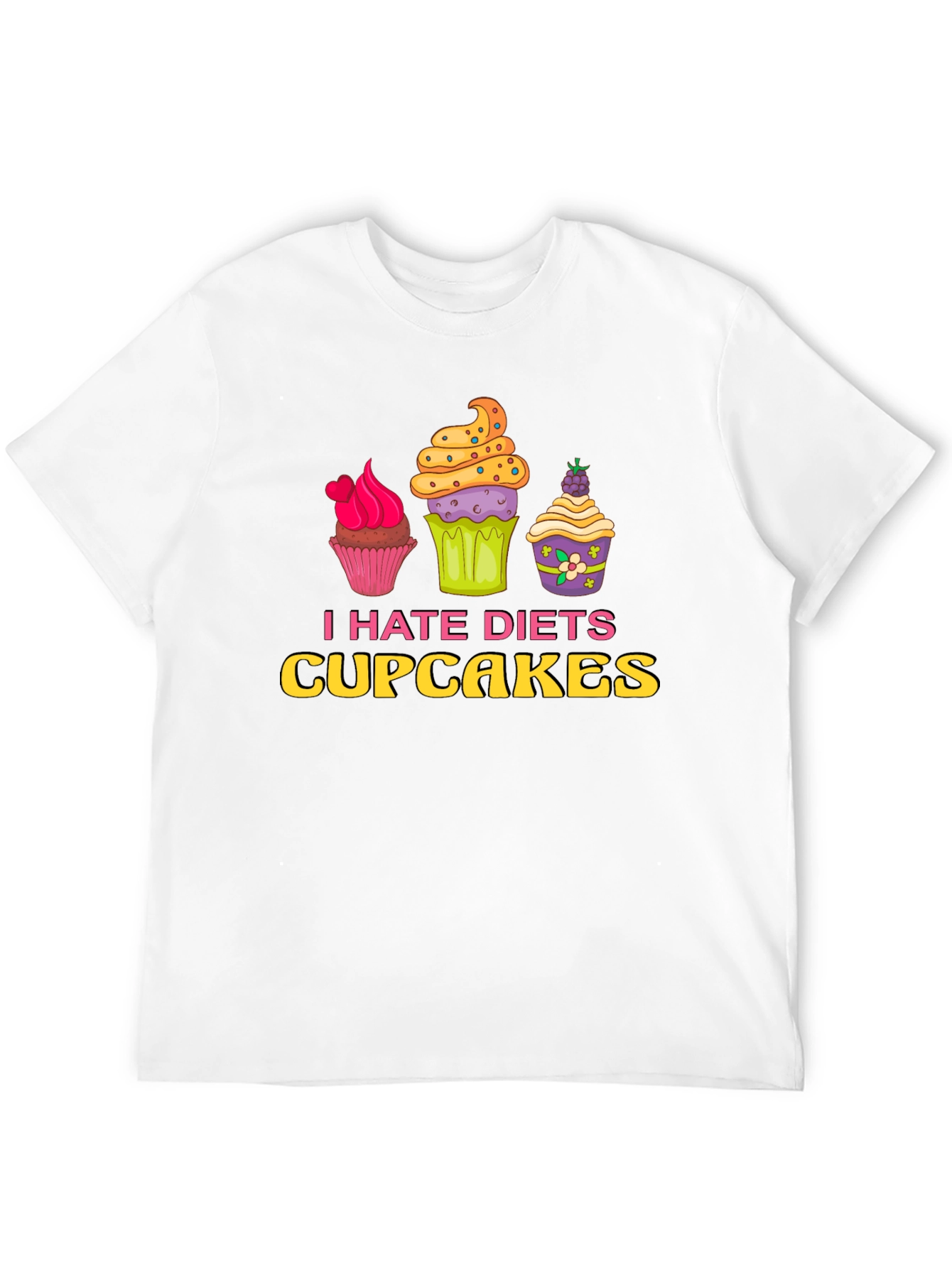 Black I Hate Diets Cupcakes Funny Graphic T-Shirt view 12
