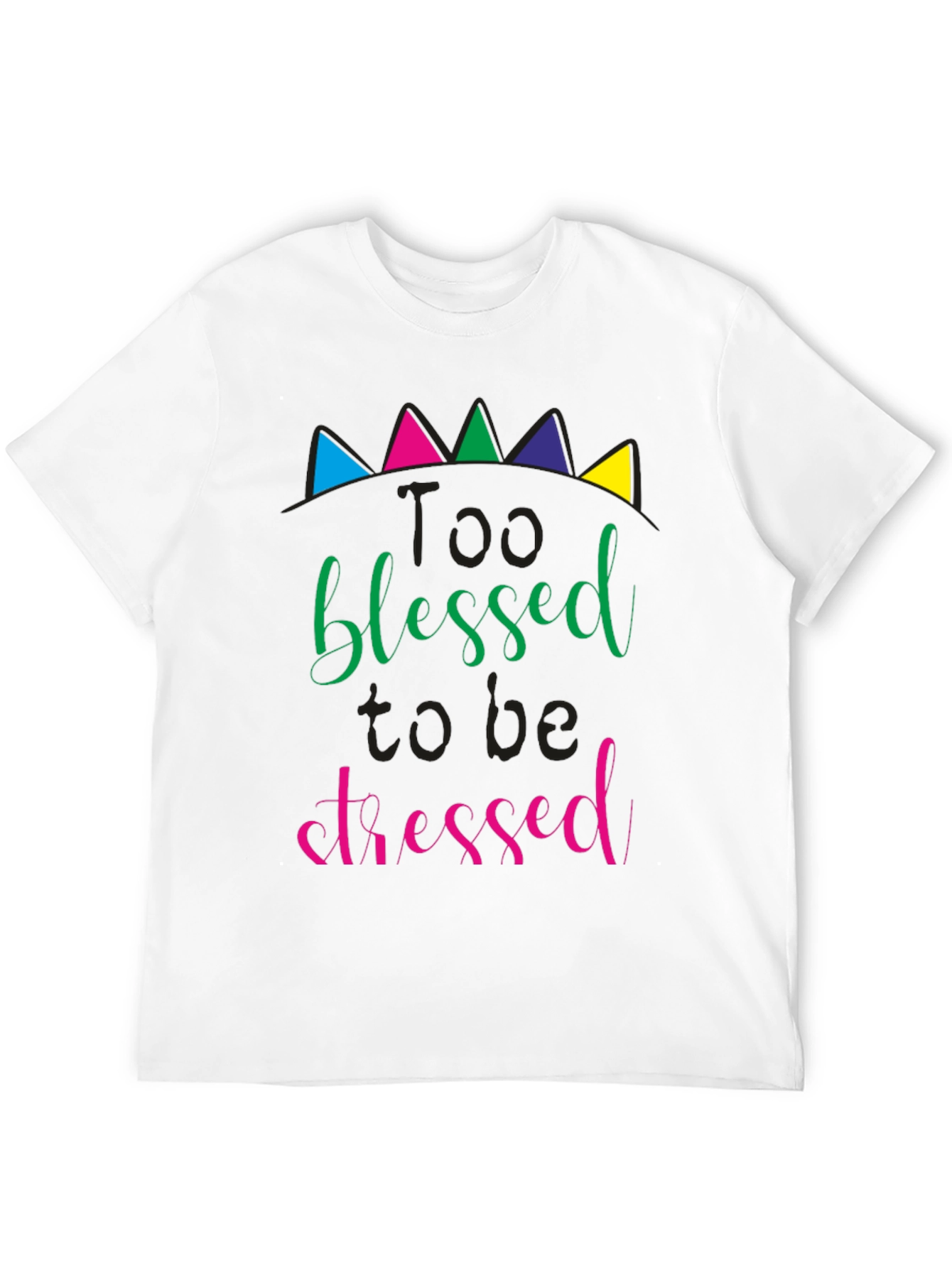 Black Too Blessed to be Stressed Black T-Shirt view 12