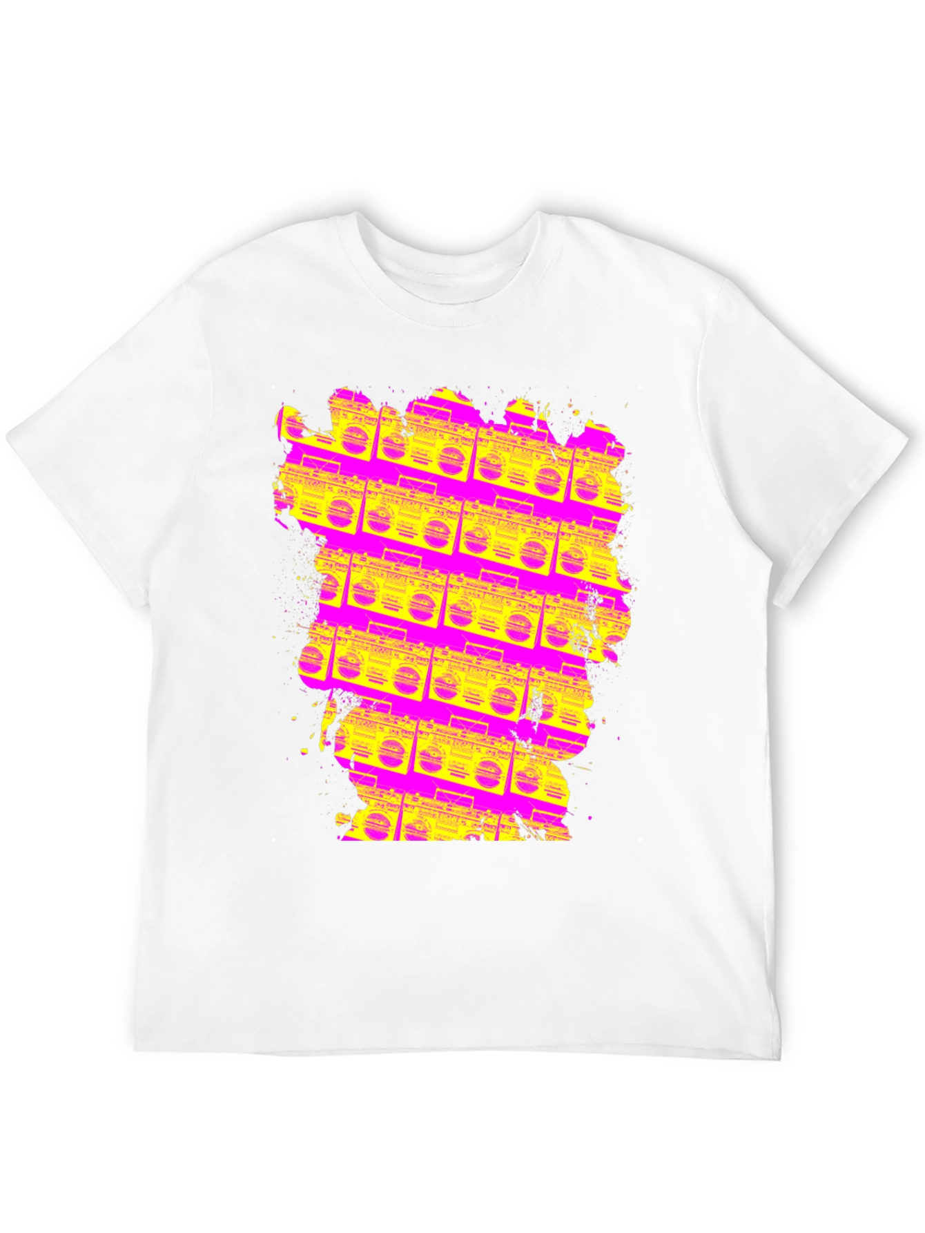 Black Retro Boombox T-Shirt - Vivid 80s Style view 12