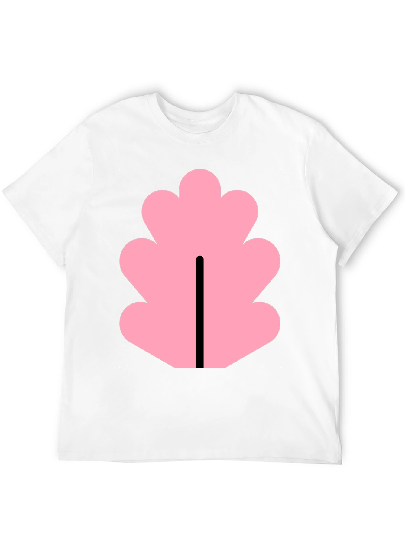 Black Black T-Shirt with Pink Leaf Design view 12