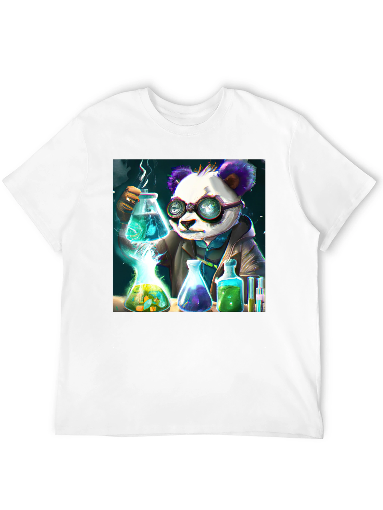 Black Scientist Panda Graphic Tee - Cool Black T-Shirt view 12