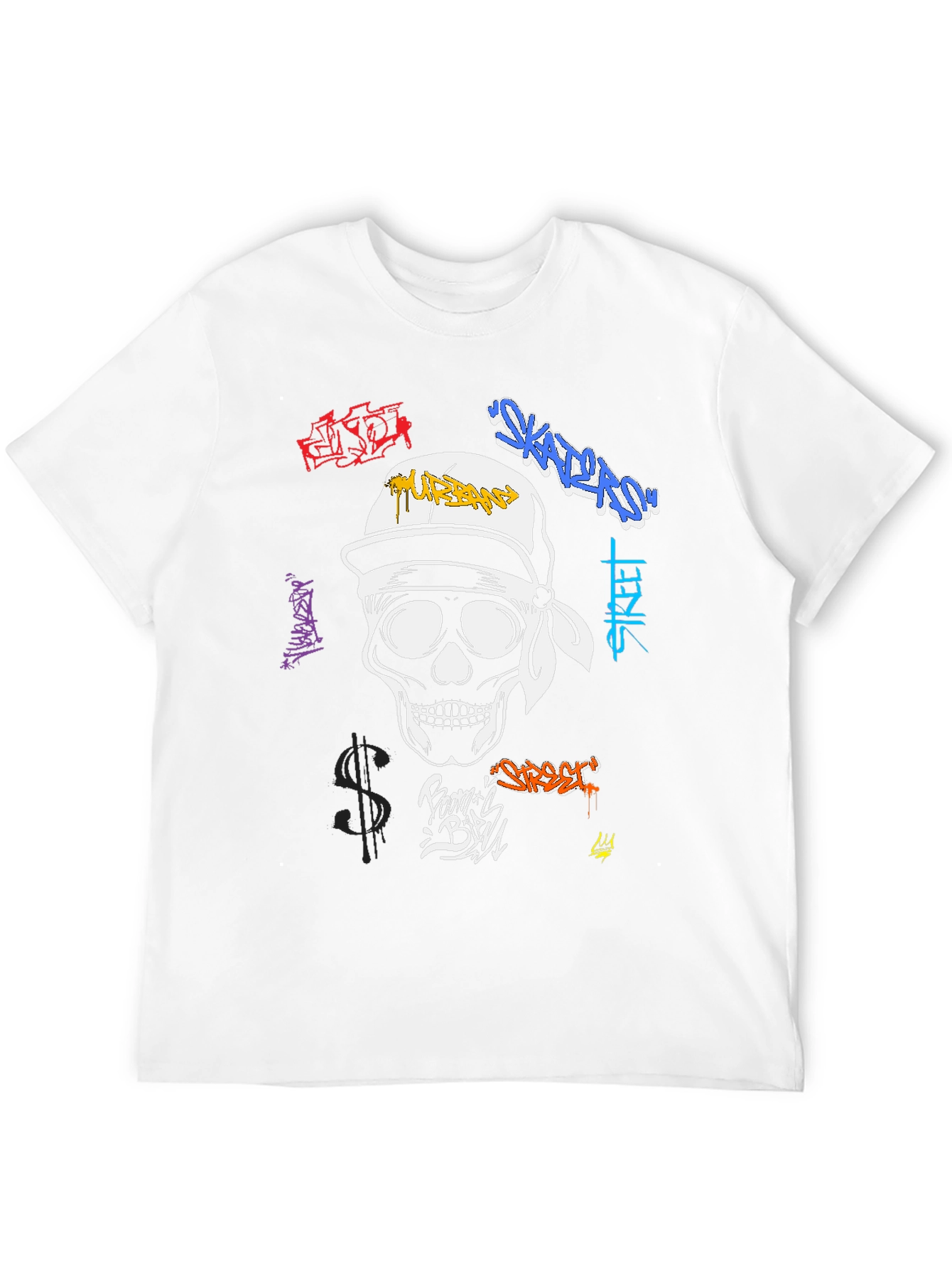 Black Urban Skull Graffiti T-Shirt - Streetwear Fashion view 12