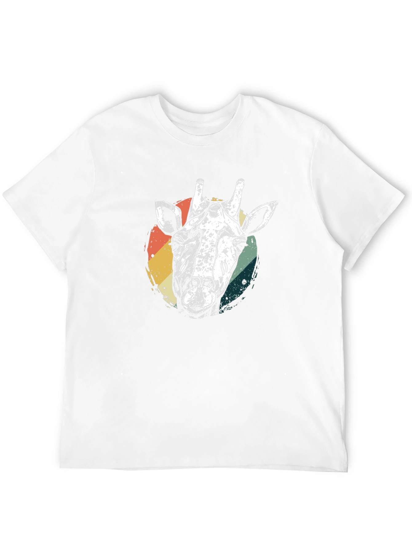 Black Retro Giraffe Graphic Tee - Black Cotton T-Shirt view 12