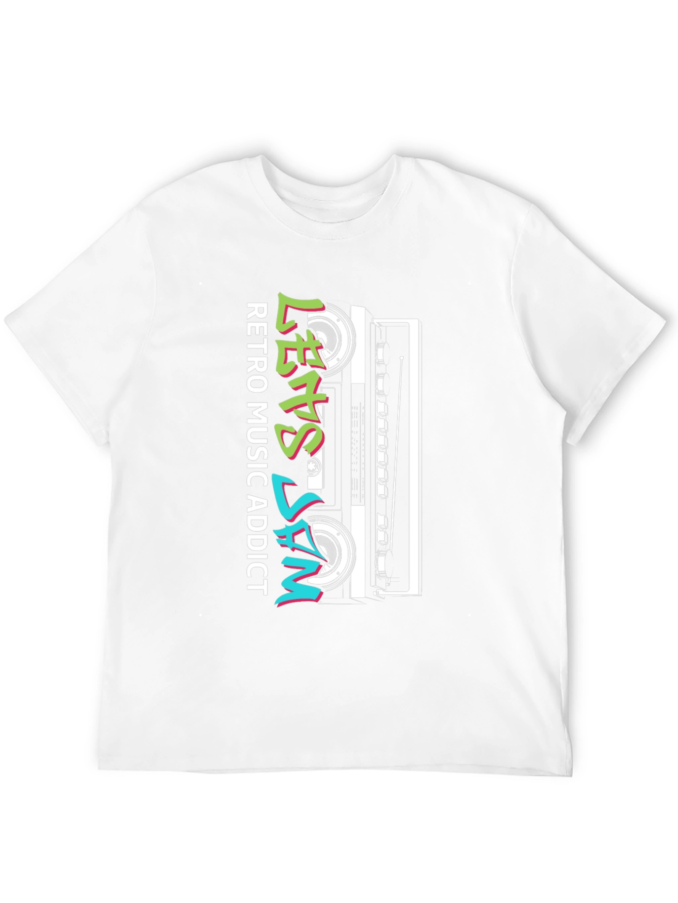 Black Retro Music Addict Cassette T-Shirt view 12