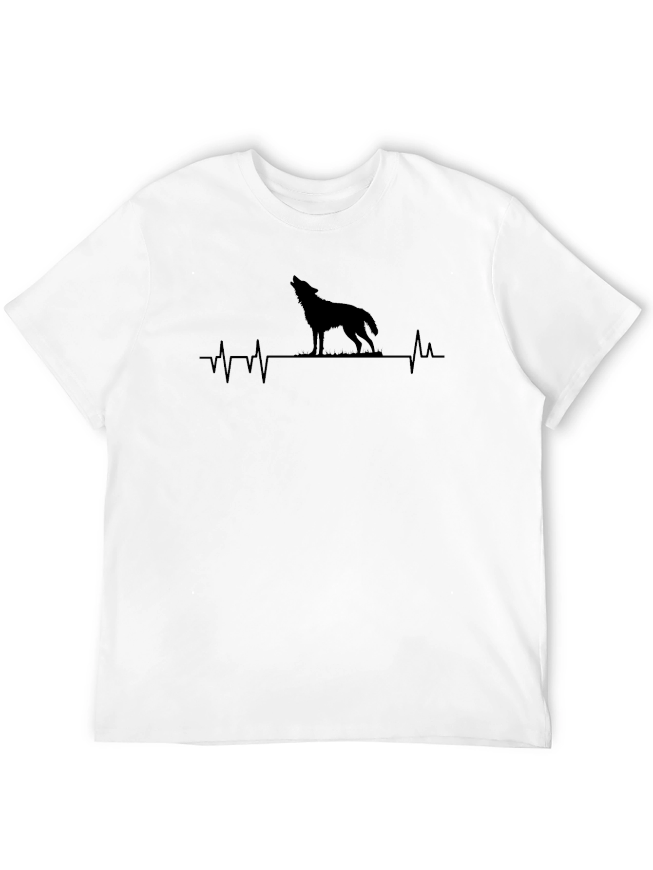 Black Wolf Heartbeat Graphic T-Shirt - Black view 12