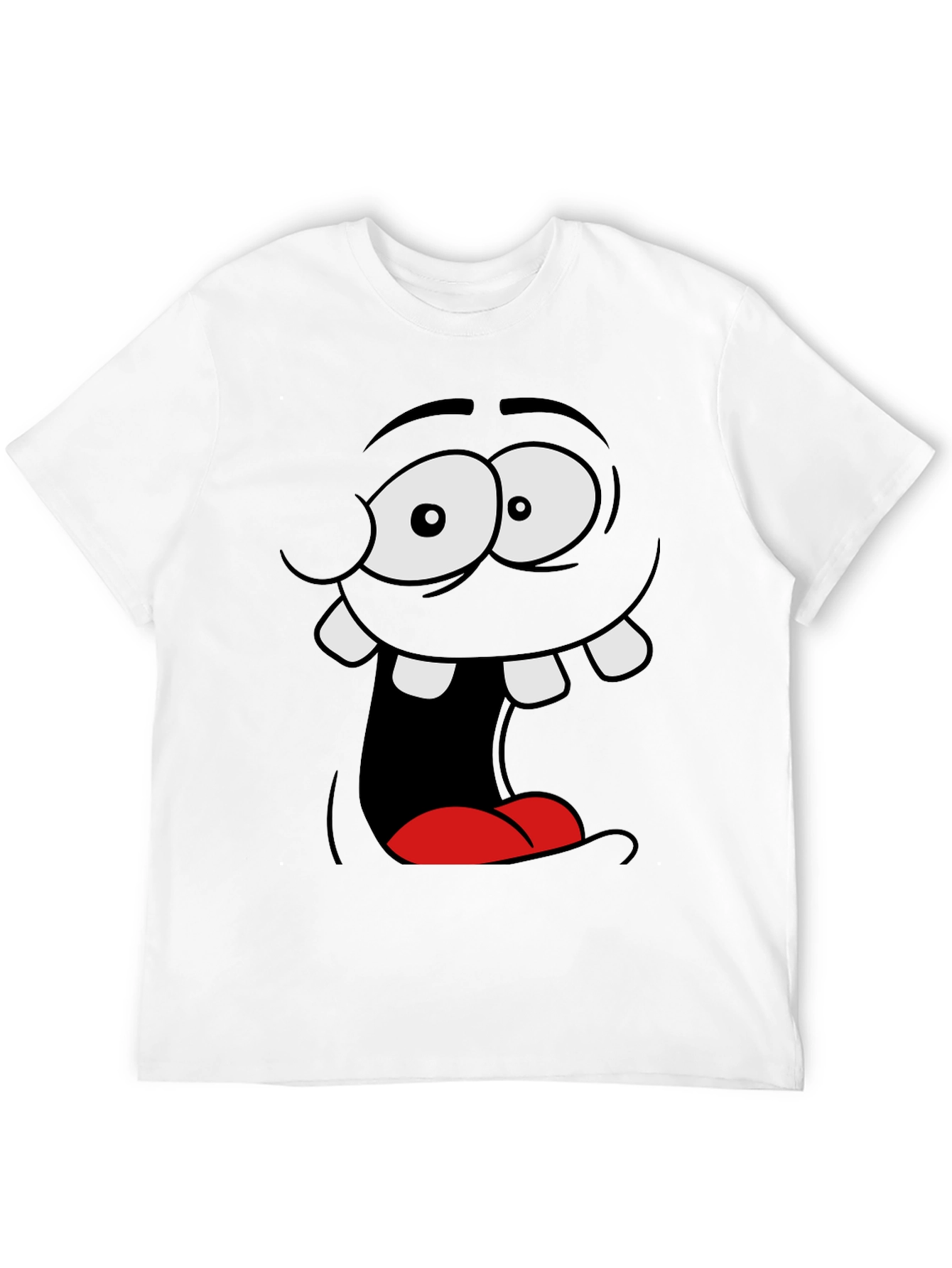 Black Funny Cartoon Face Black Graphic Tee view 12
