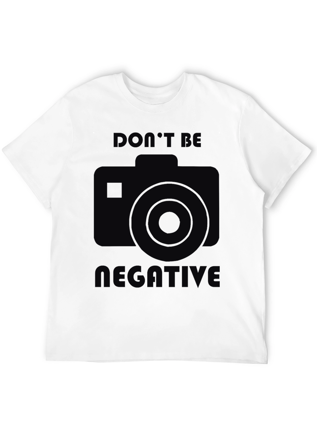 Black Don't Be Negative Camera Graphic T-Shirt view 12