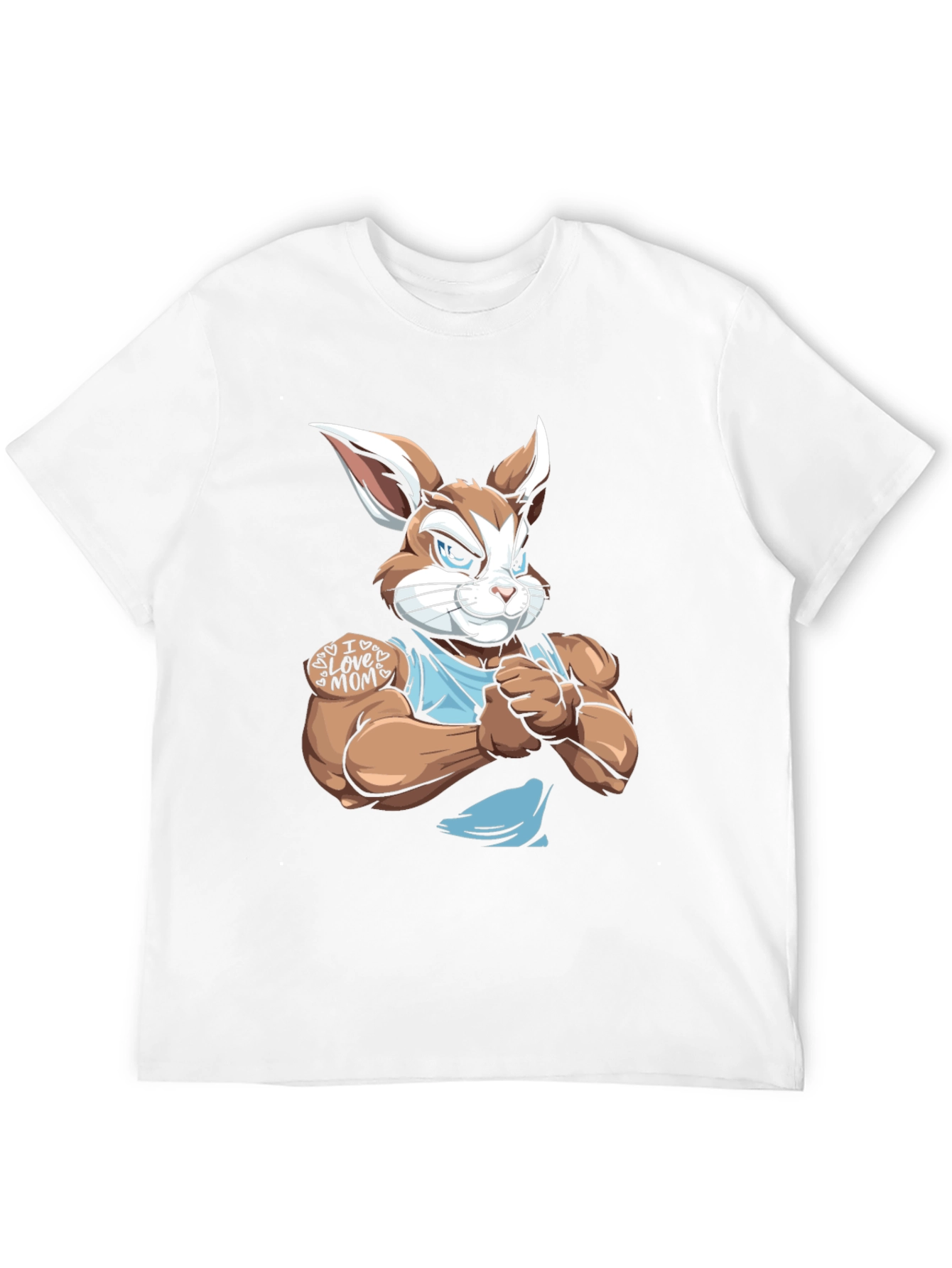 Black Muscular Bunny T-Shirt - I Love Mom view 12