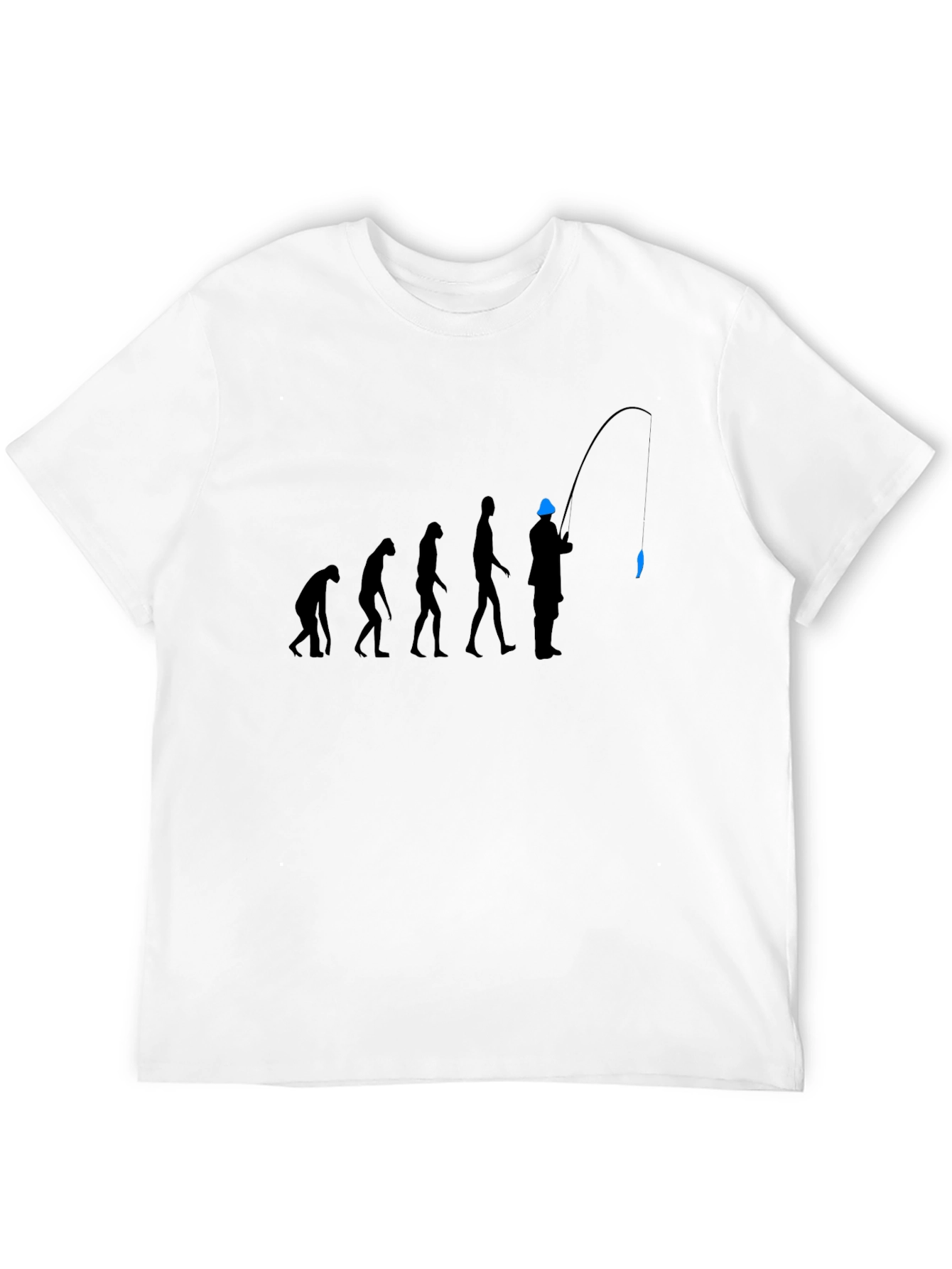 Black Evolution of Fishing T-Shirt - Black, Graphic Tee view 12