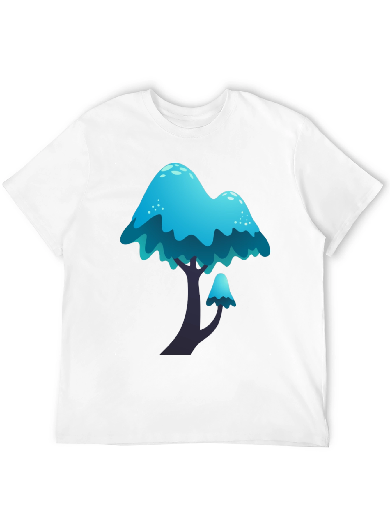 Black Blue Mushroom Graphic Tee - Funky Casual Wear view 12