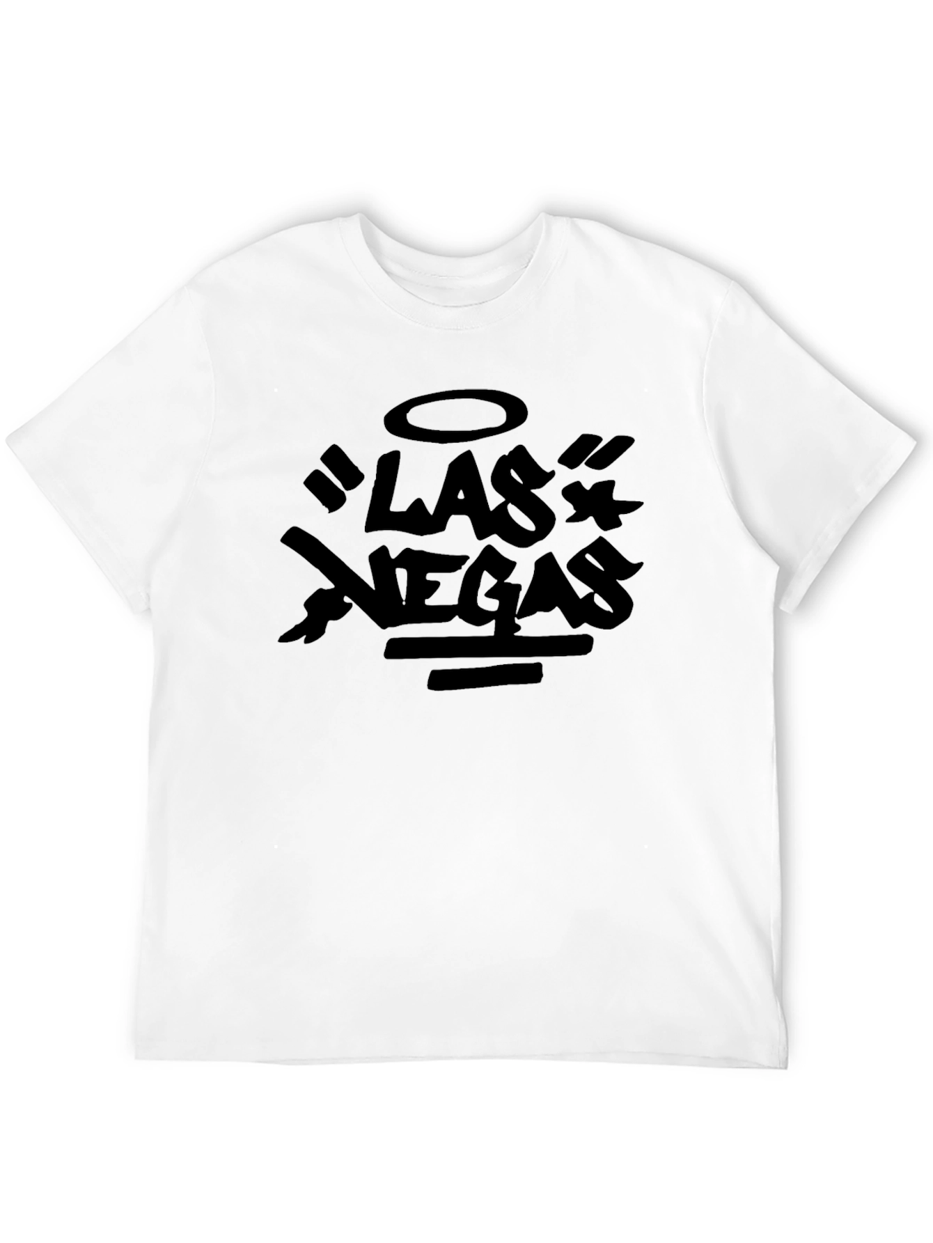Black Las Vegas Graphic Print Crew Neck T-Shirt view 12