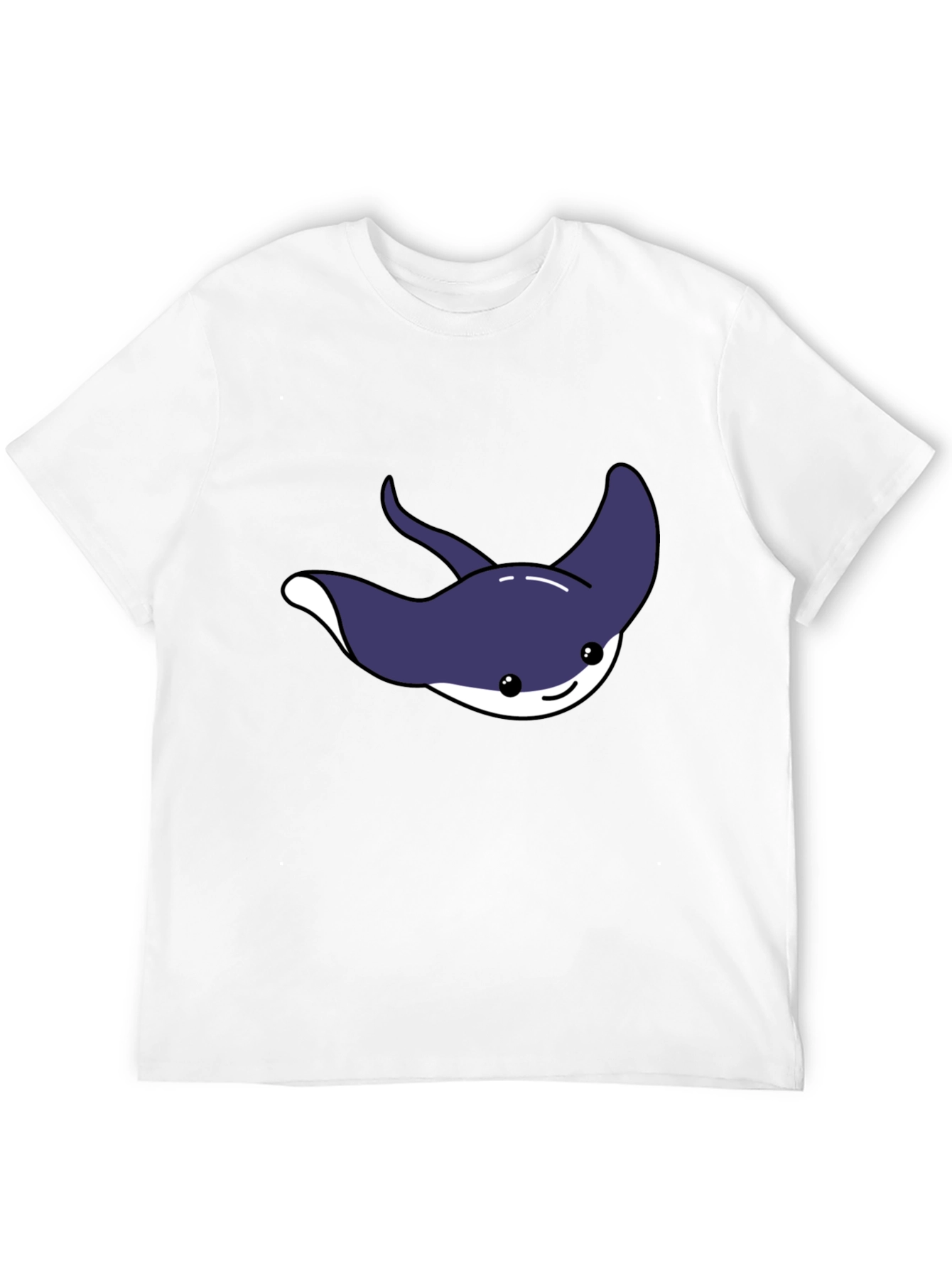 Black Cute Cartoon Stingray Graphic Tee view 12
