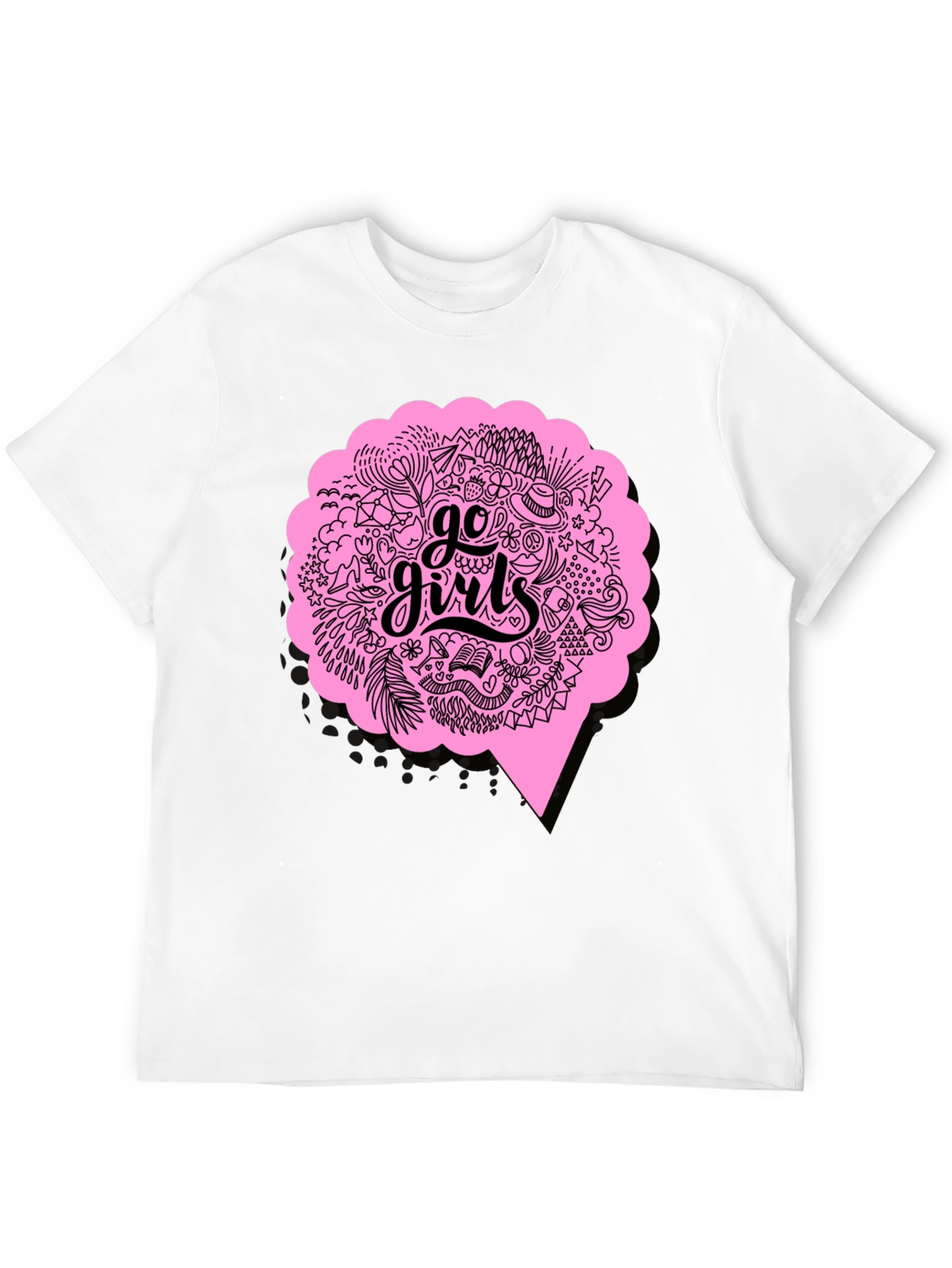 Black Go Girls Graphic Tee - Black Cotton T-Shirt view 12
