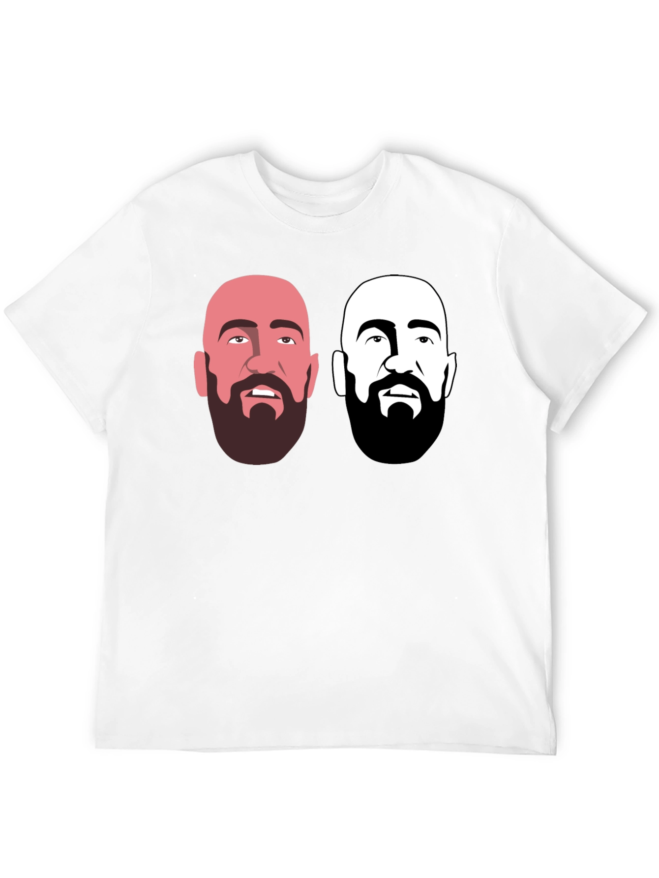 Black Men's Black Graphic T-Shirt - Bearded Faces Design view 12