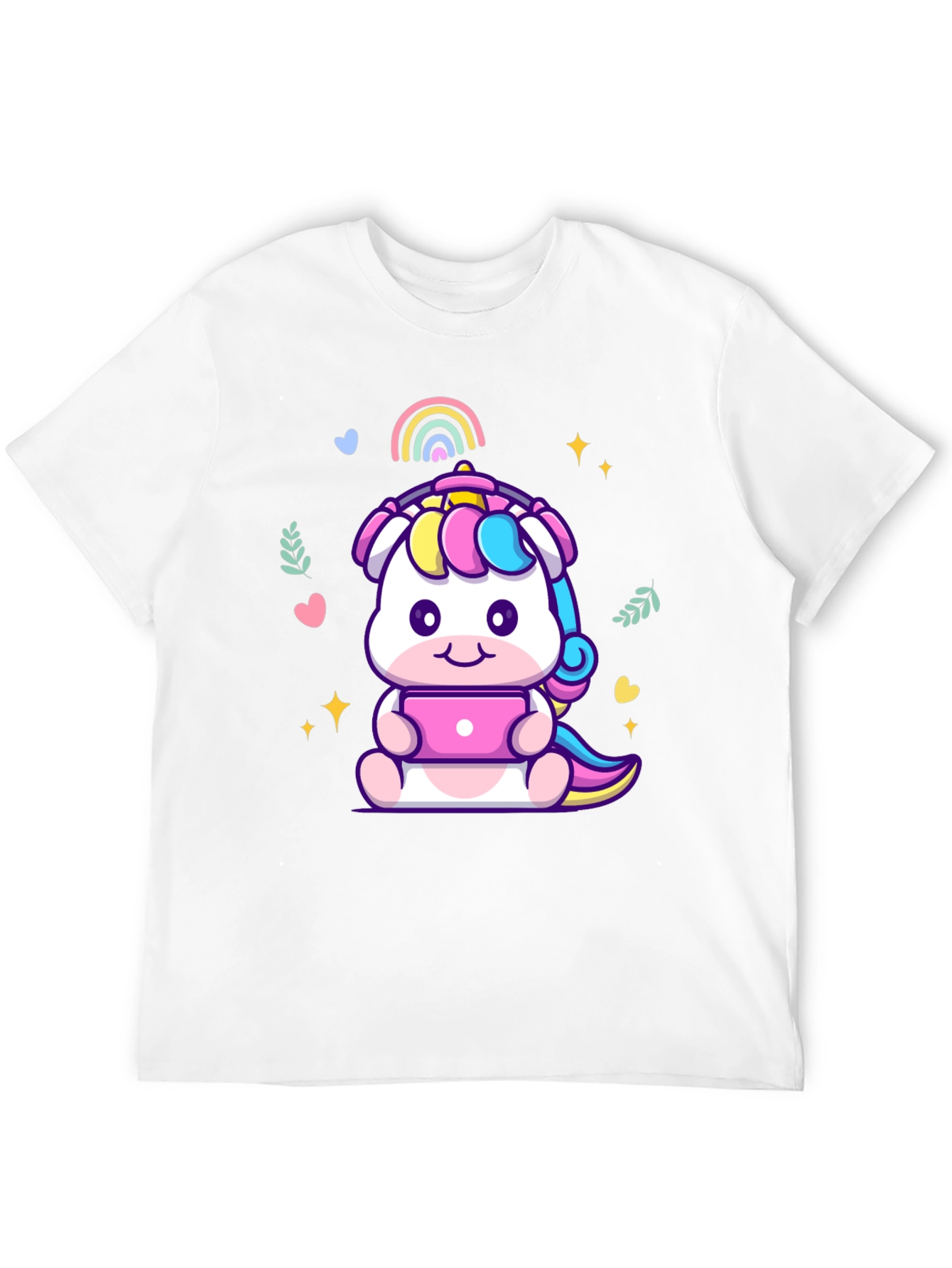 Black Cute Unicorn Laptop Graphic Tee - Black T-Shirt view 12