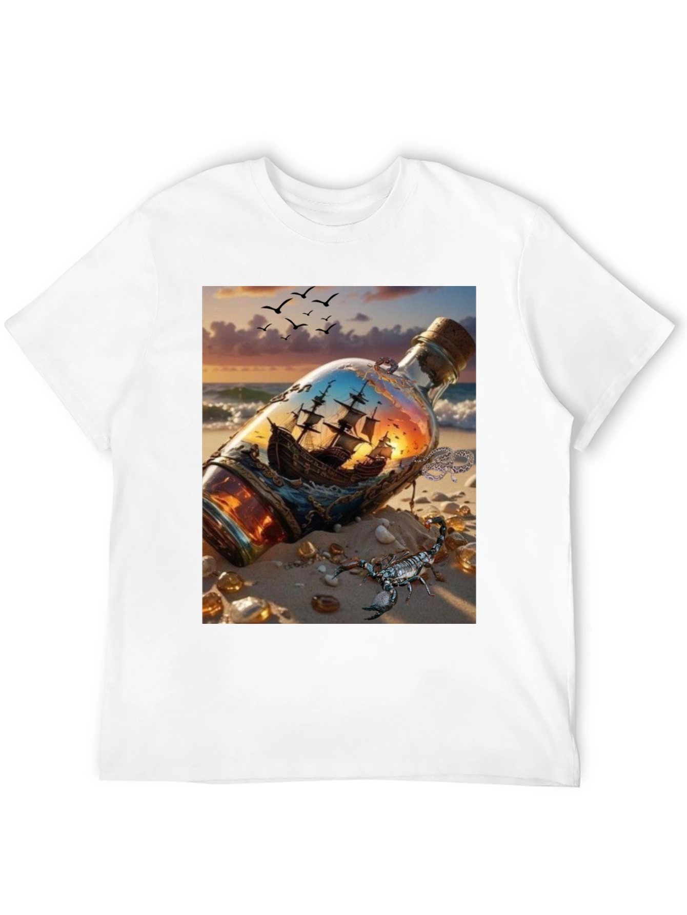 Black Ship in a Bottle Graphic Tee view 12