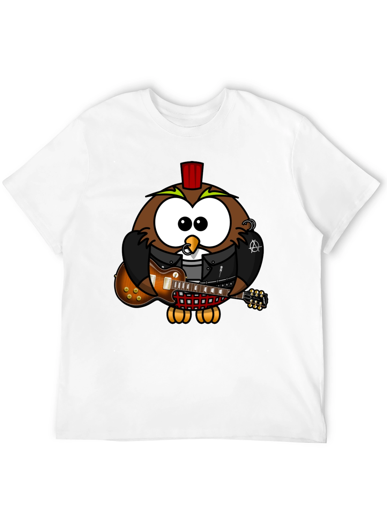 Black Cool Owl Guitarist Graphic T-Shirt view 12
