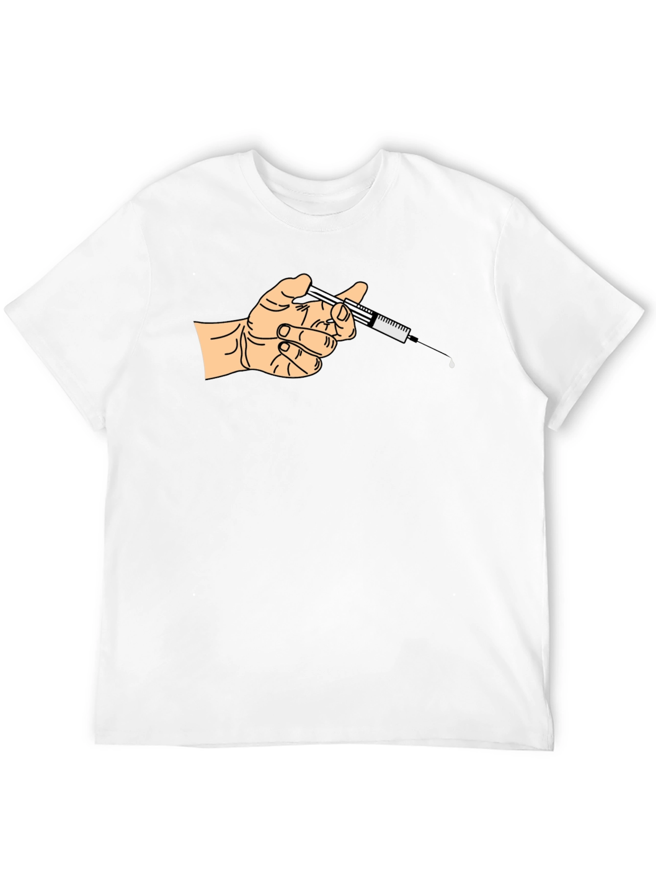 Black Hand Holding Syringe Graphic Tee - Unisex Black T-Shirt view 12