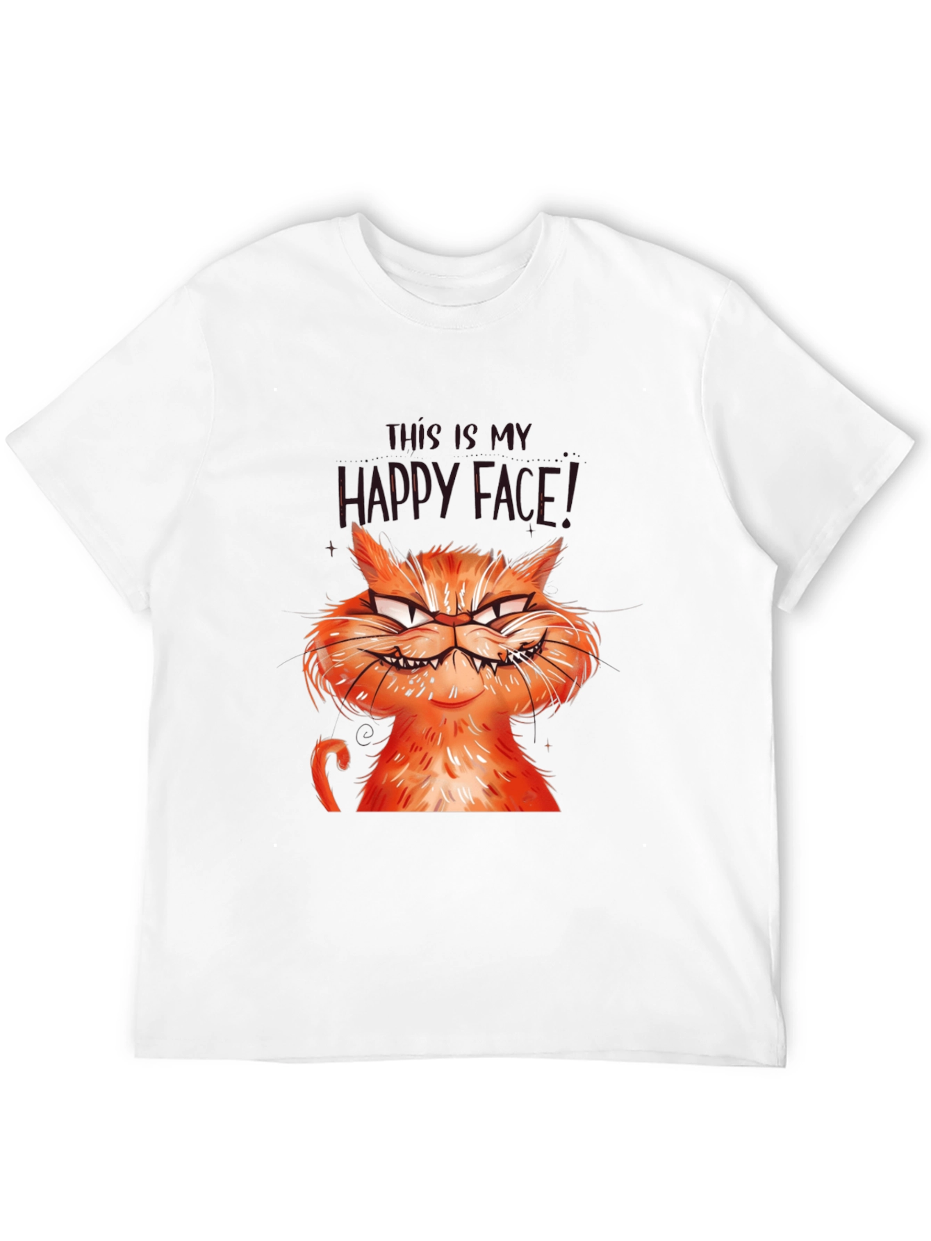 Black Grumpy Cat Graphic Tee - Happy Face T-Shirt view 12