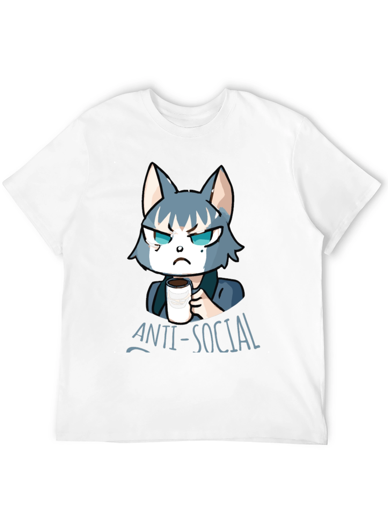 Black Anti-Social Wolf Graphic Tee - Coffee Lover T-Shirt view 12