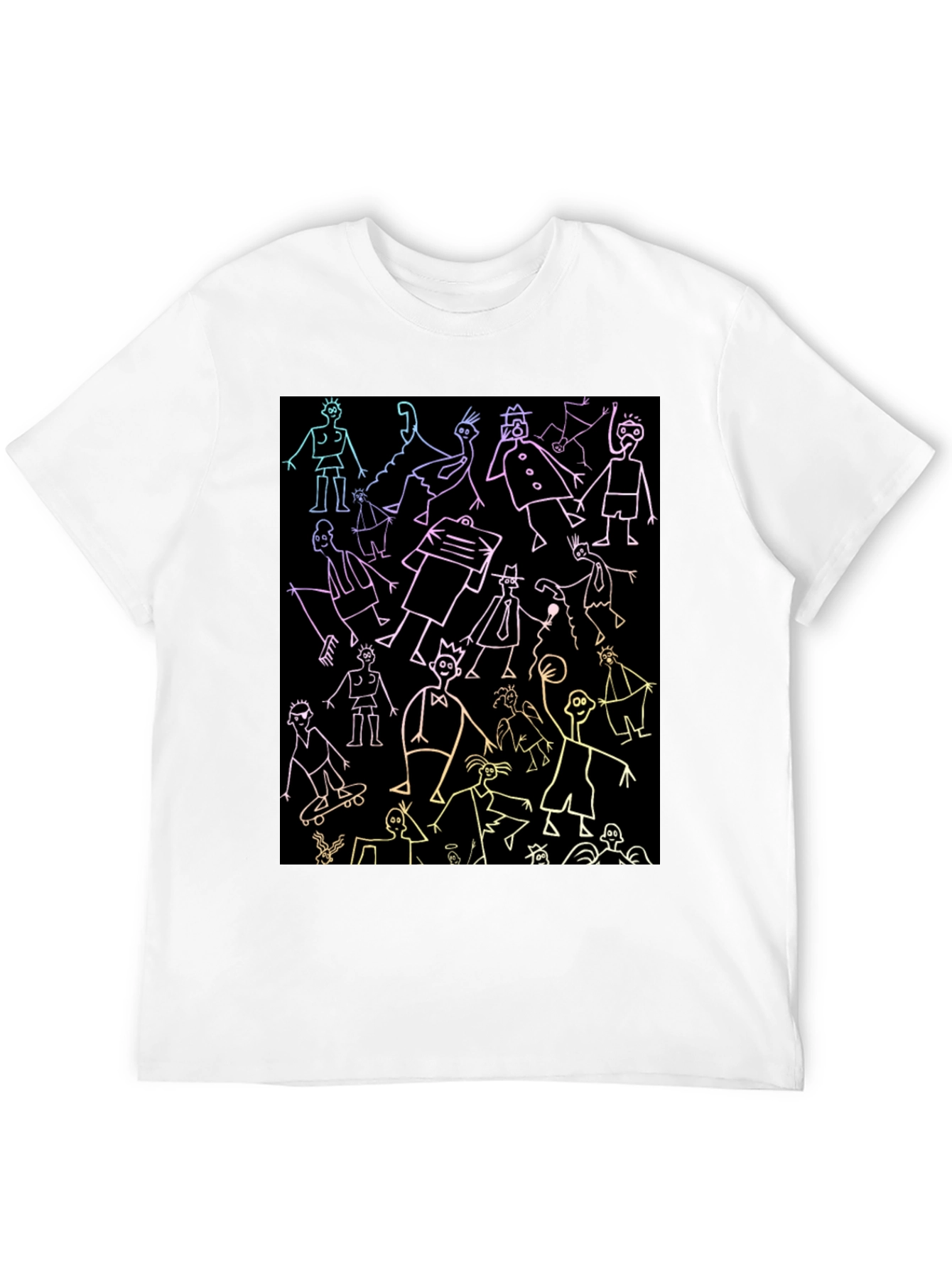 Black Doodle People Graphic Black T-Shirt view 12