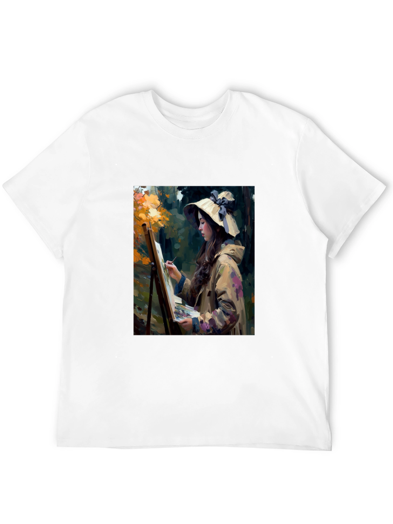 Black Artistic Woman Painting Scene Graphic T-Shirt view 12