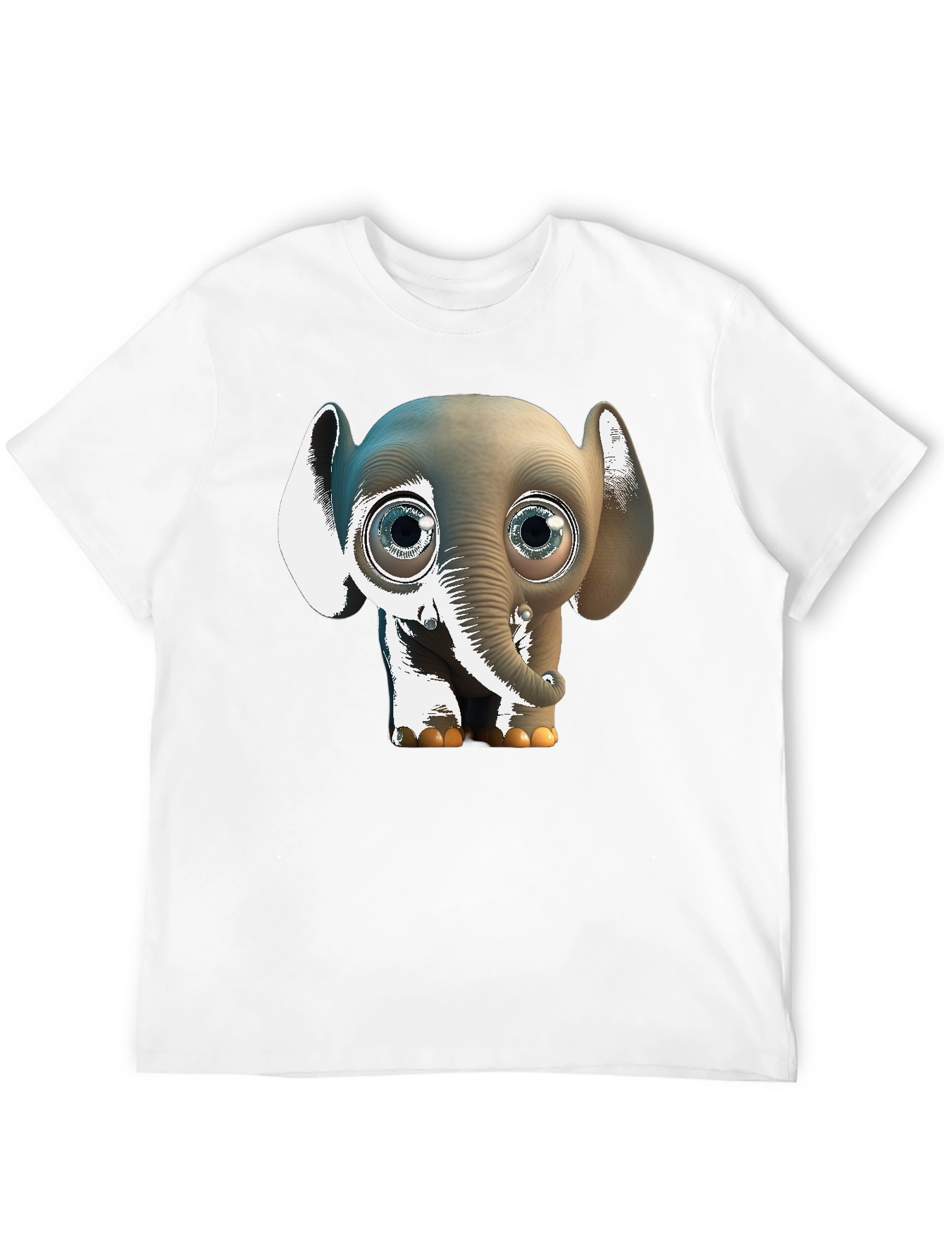Black Cute Cartoon Elephant Graphic Tee - Black Cotton Comfort view 12